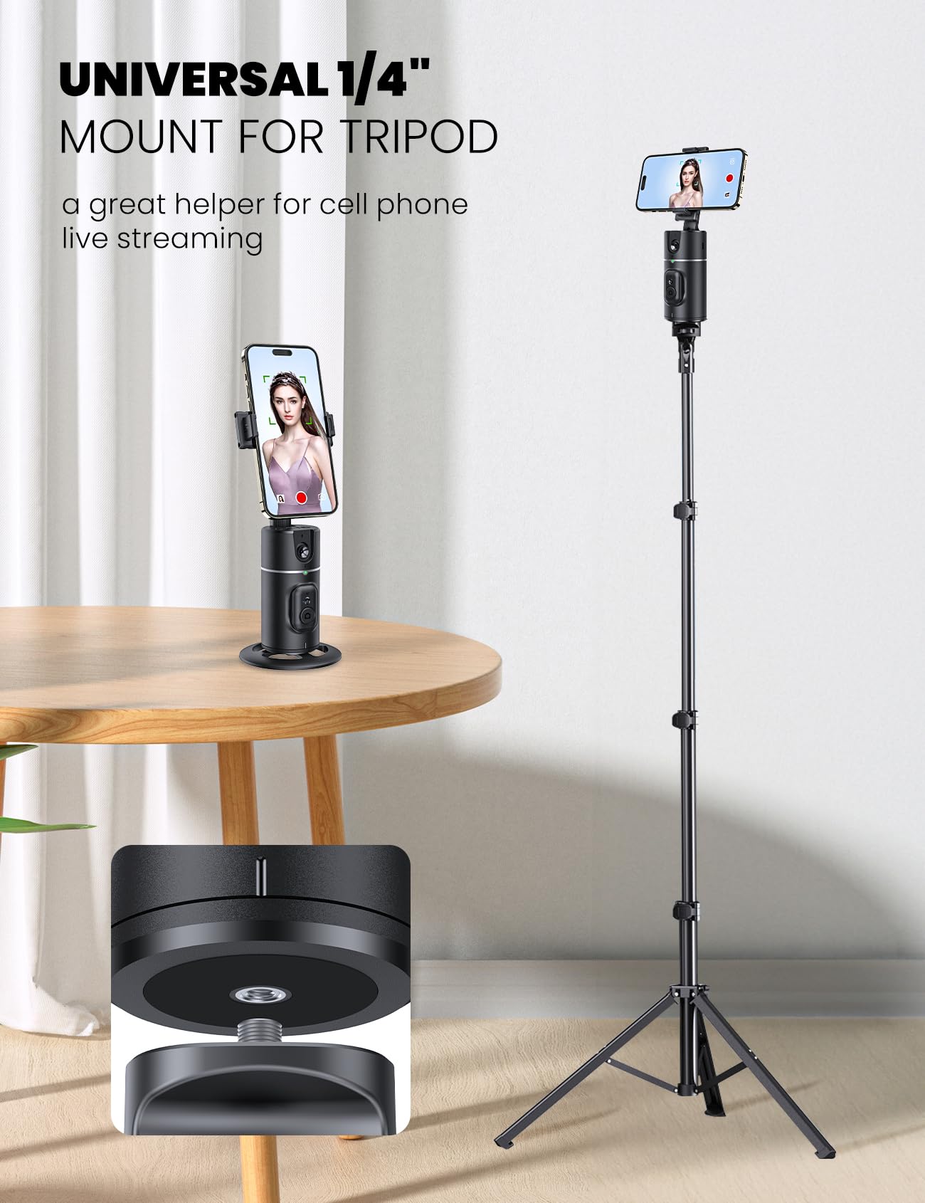 Anxre Auto Face Tracking Tripod 360 Rotationest Version No App Required Auto Face Tracking Tripod For Cell Phone Rotating Compatible With 4''-7'' Iphone Android Phone Holder For Vlog Live Stream