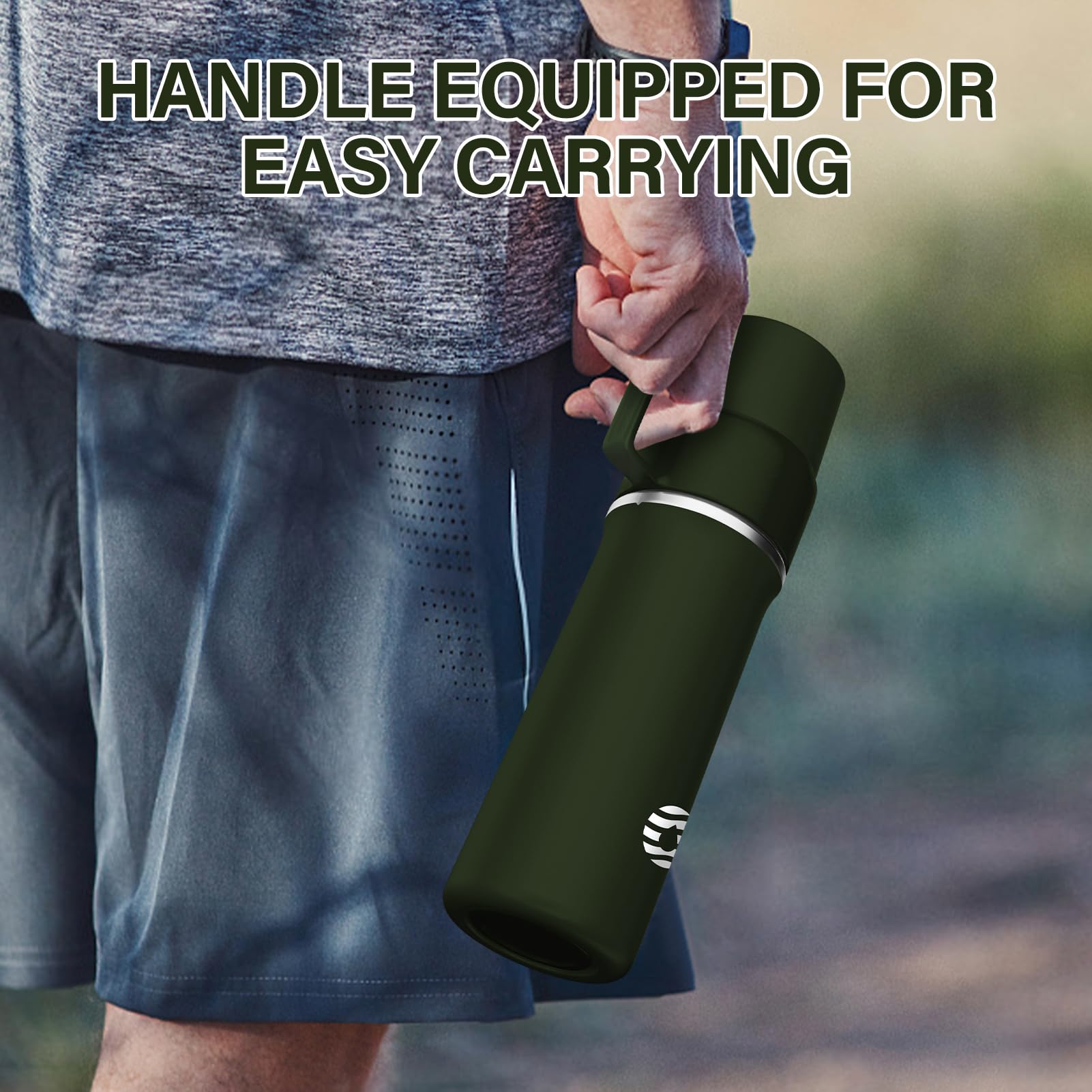 21 Oz Stainless Steel Water Bottle, Thermal Water Bottle With Cup, Insulated Bottle With Handle