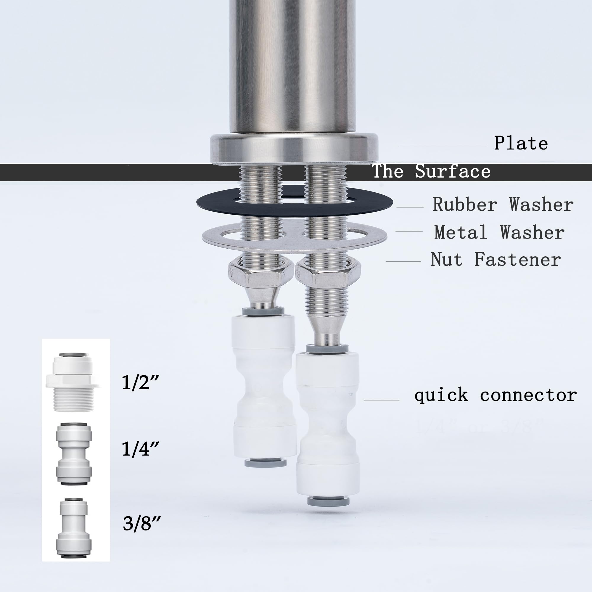 Syjia Two Way Drinking Faucet With Two Handles, Water Purifier Ro Faucet, Stainless Steel Direct Drinking Kitchen Tap For Filters, Sparkling, Cold Water