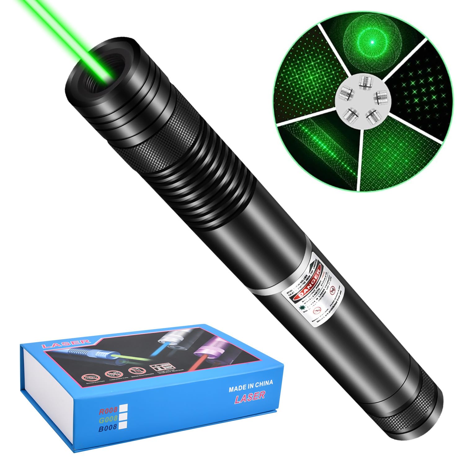 Fuiikeem Rechargeable Green Beam Flashlight With Beam focus Long Distance Range For Tv/Led/Lcd Screens Presentation Office/Outdoors/Astronomic/Construction