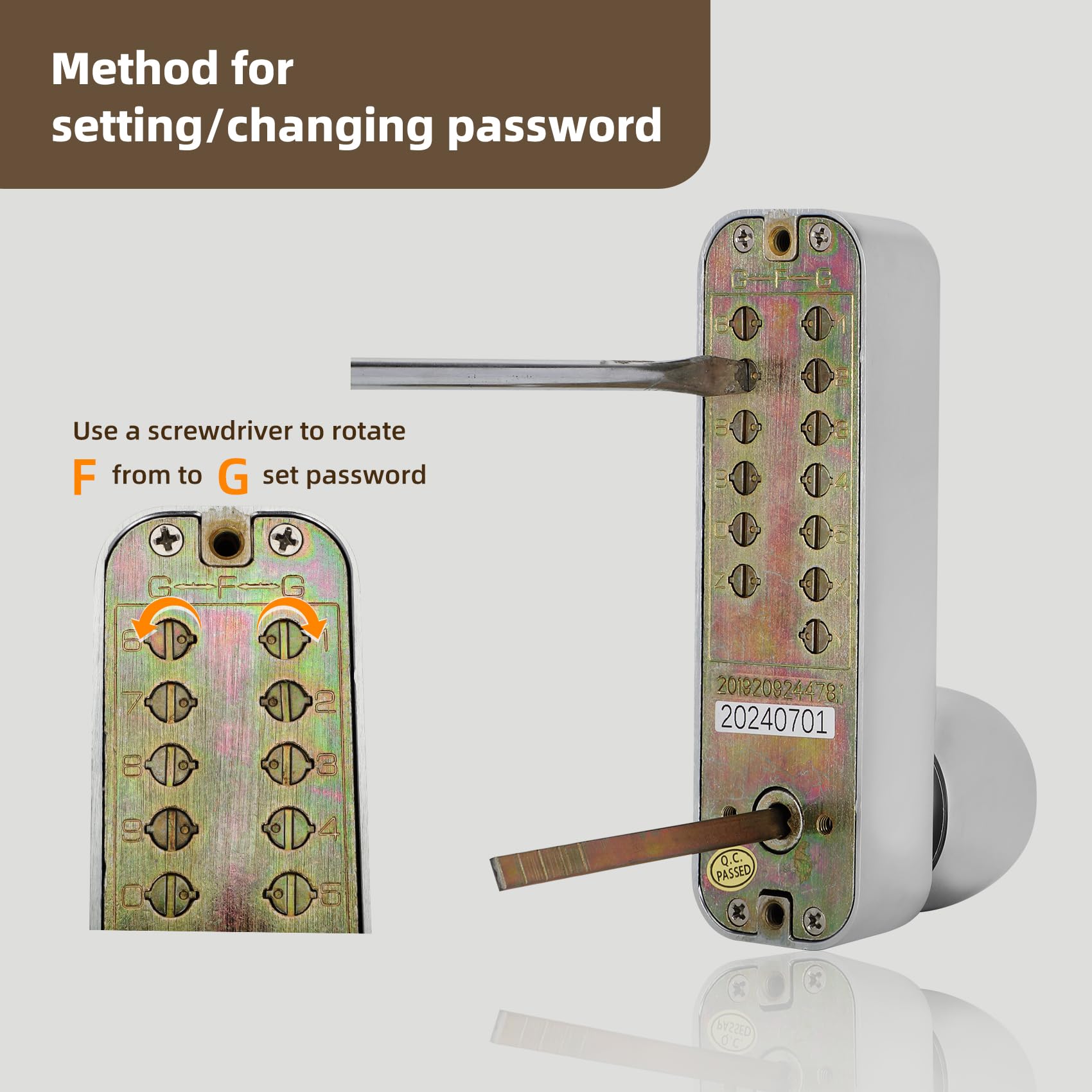 Casmer Mechanical Keyless Entry Door Lock,Outdoor Keyless Gate Lock Waterproof And Sun Proof,Mechanical Door Lock,Auto Lock, No Electronic(Silvery,Large Cushion)