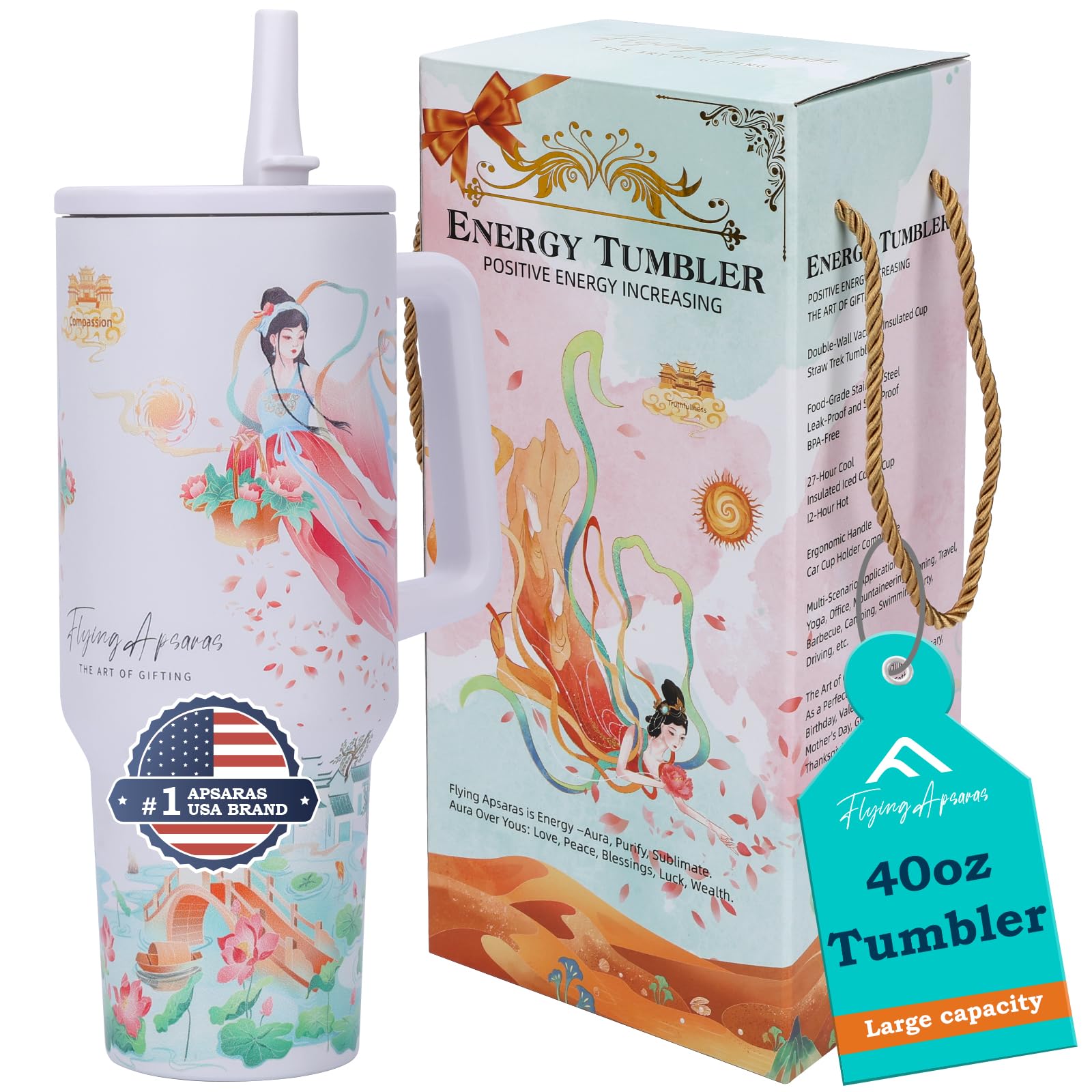 40Oz Spill Proof Tumbler With Handle And Straw,Water Bottle With Straw,Cups With Lids And Straws