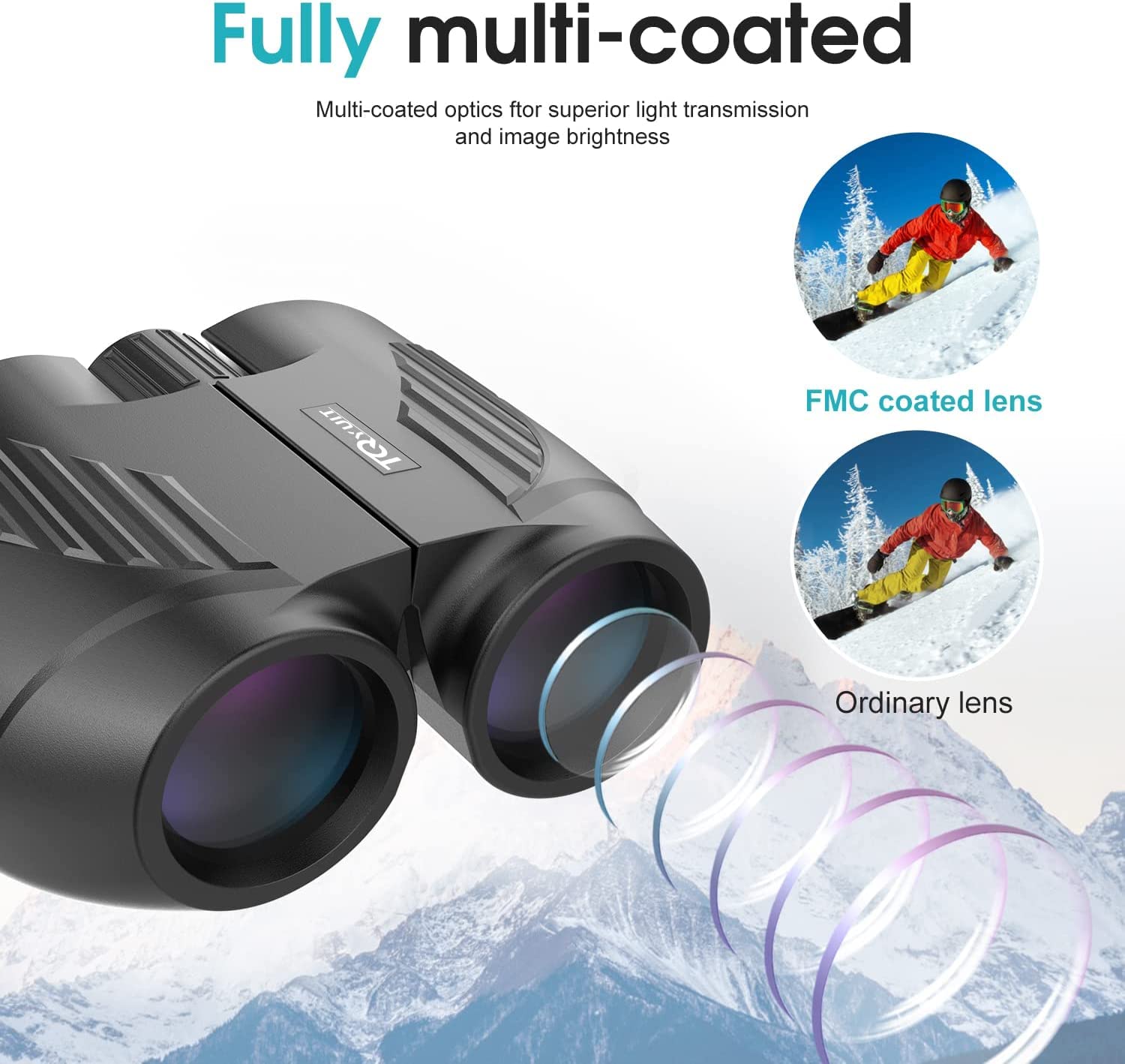 Rodcirant 20X25 Binoculars For Adults And Kids, High Power Easy Focus Compact Binoculars With Low Light Vision For Bird Watching And Travel