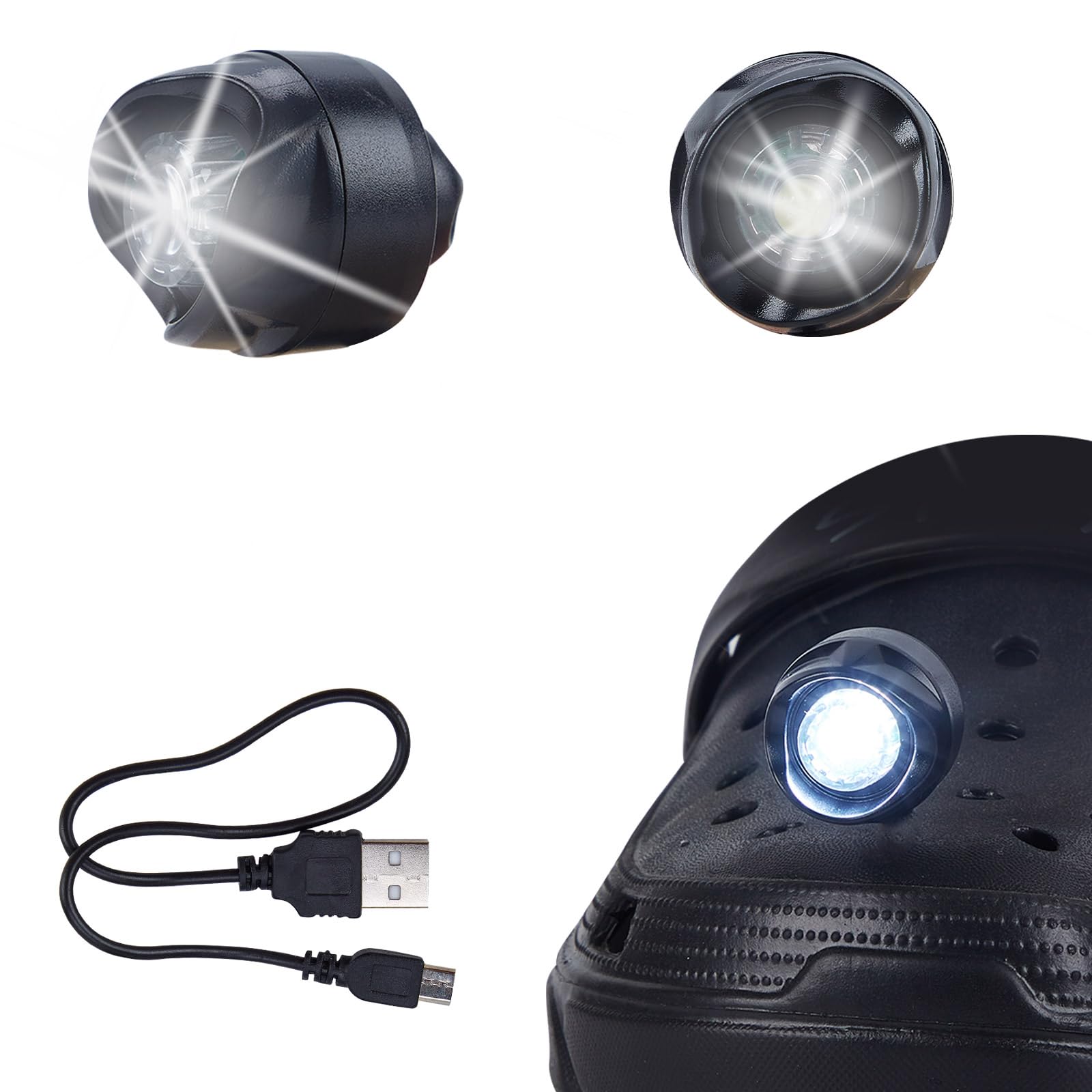 Chefensty Rechargeable Led Clogs Shoes Light 2 Pcs,For Headlights For Croc 72 Hours In The Dark,For Dog Walking,Handy Camping,Night Running