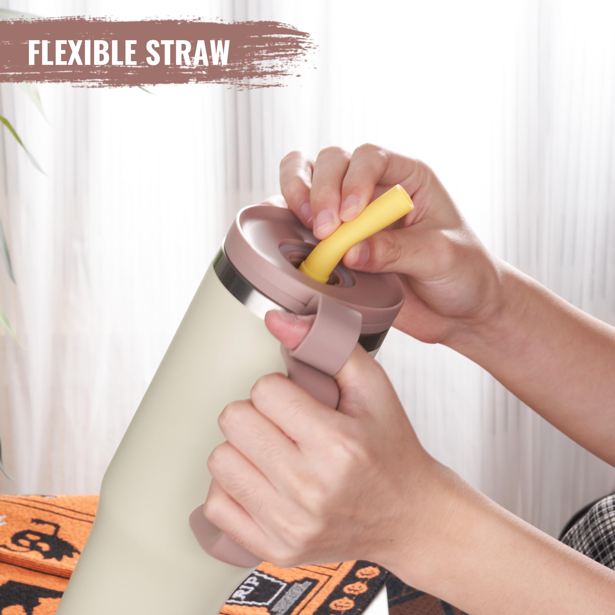 32Oz Water Bottle With Straw, Tumbler With Handle & Lid, Insulated Water Bottle With Straw Cover