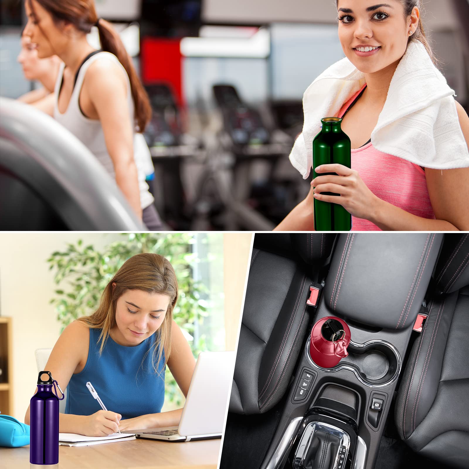 24 Pieces Aluminum Water Bottle 17 Oz Leak Proof Lightweight Aluminum Bike Sports Bottle Bulk