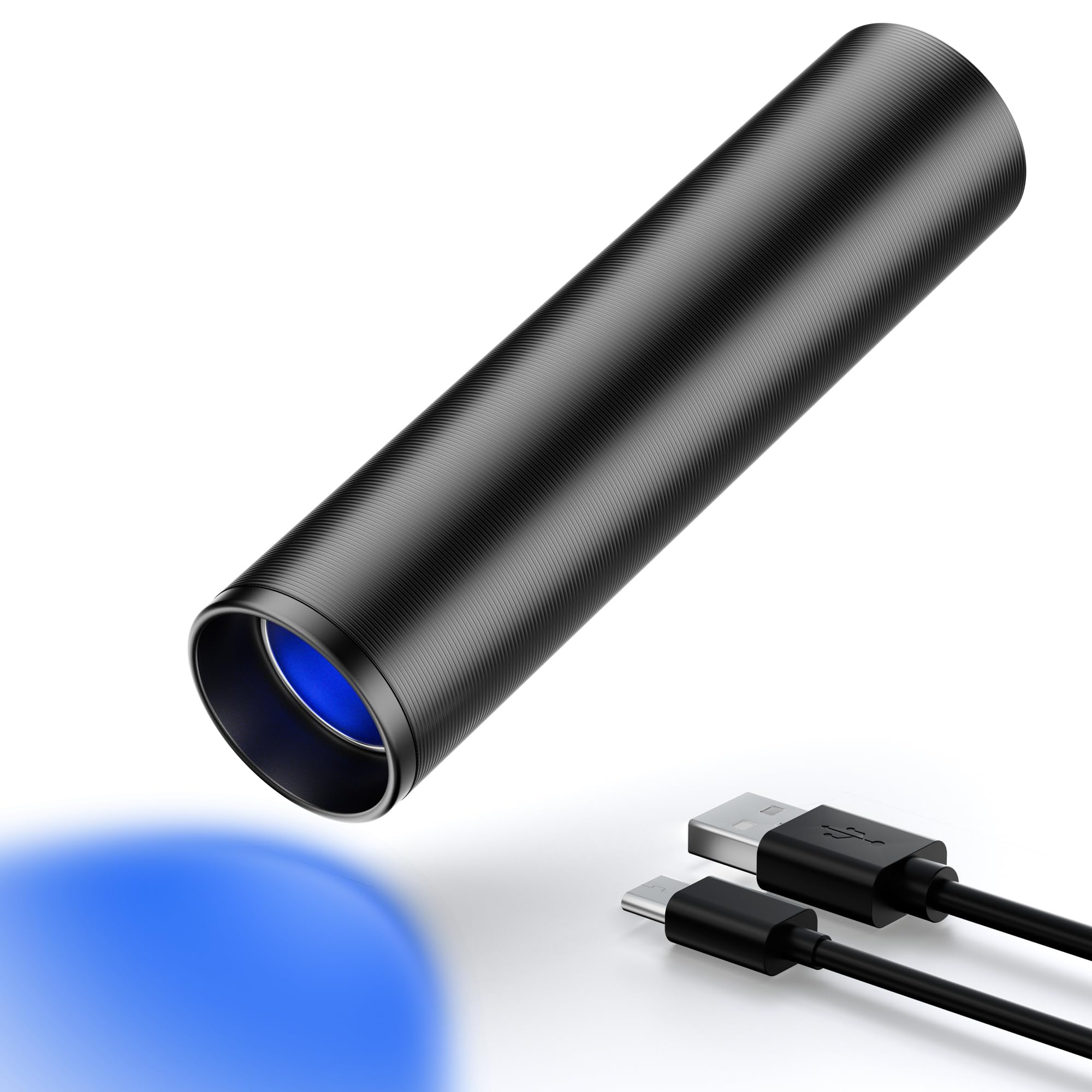 E-Riding Black Light Uv Light, 365Nm Mini Powerful Rechargeable Uv Flashlight, Usb-C Ultraviolet Blacklight Flashlight, Portable Pet Urine Detector For Resin Curing, Uranium Glass, Rocks, Scorpion