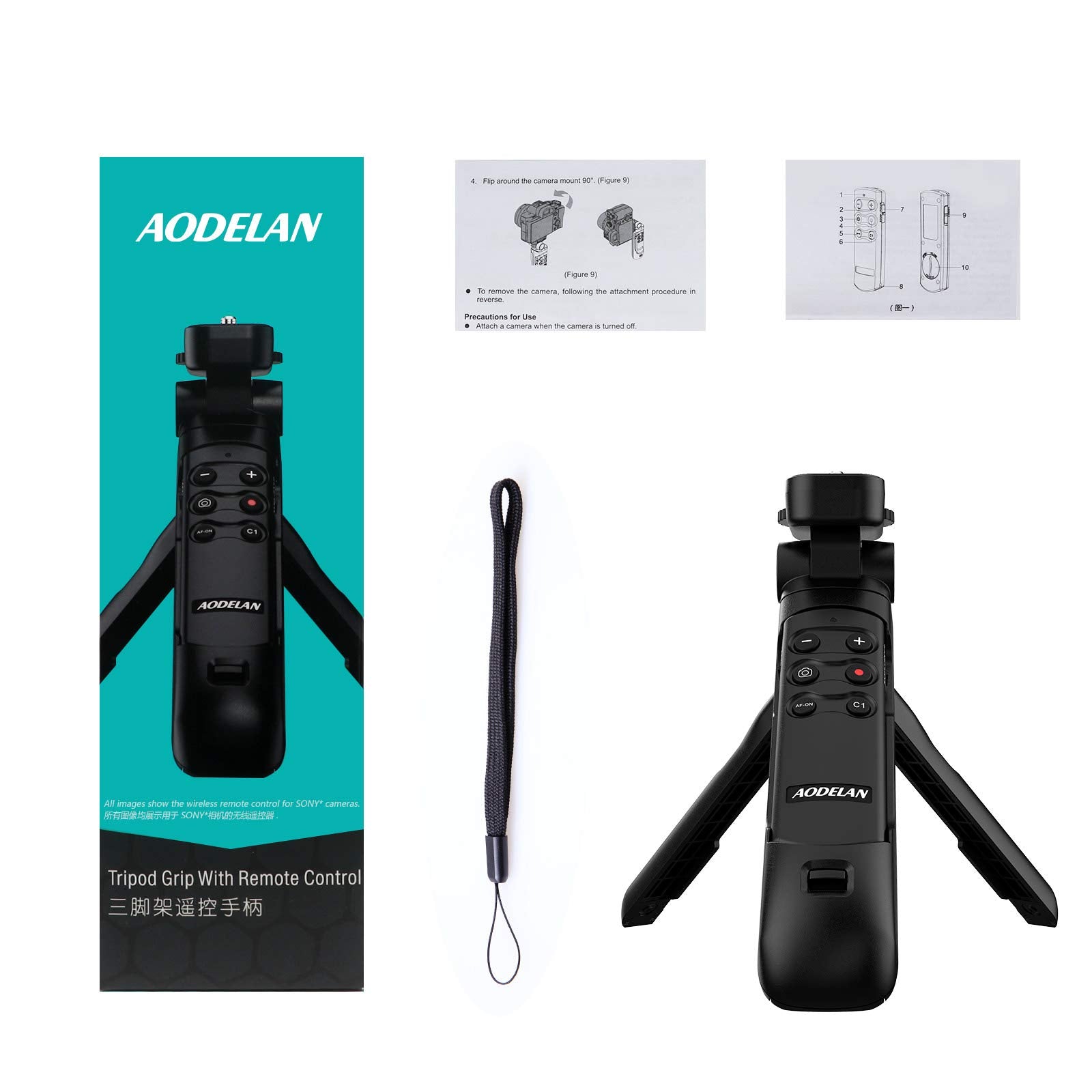 Aodelan Wireless Vlogging Tripod Grip With Remote Shutter & Zoom Control For Sony Zv-1, A7 Iii, A6600, Zv-E10, A6400, A6100, A7R Iv, Zv-1F, A7R Iii, A9 Ii – Gp-Vpt2Bt Replacement For Travel & Self Recording