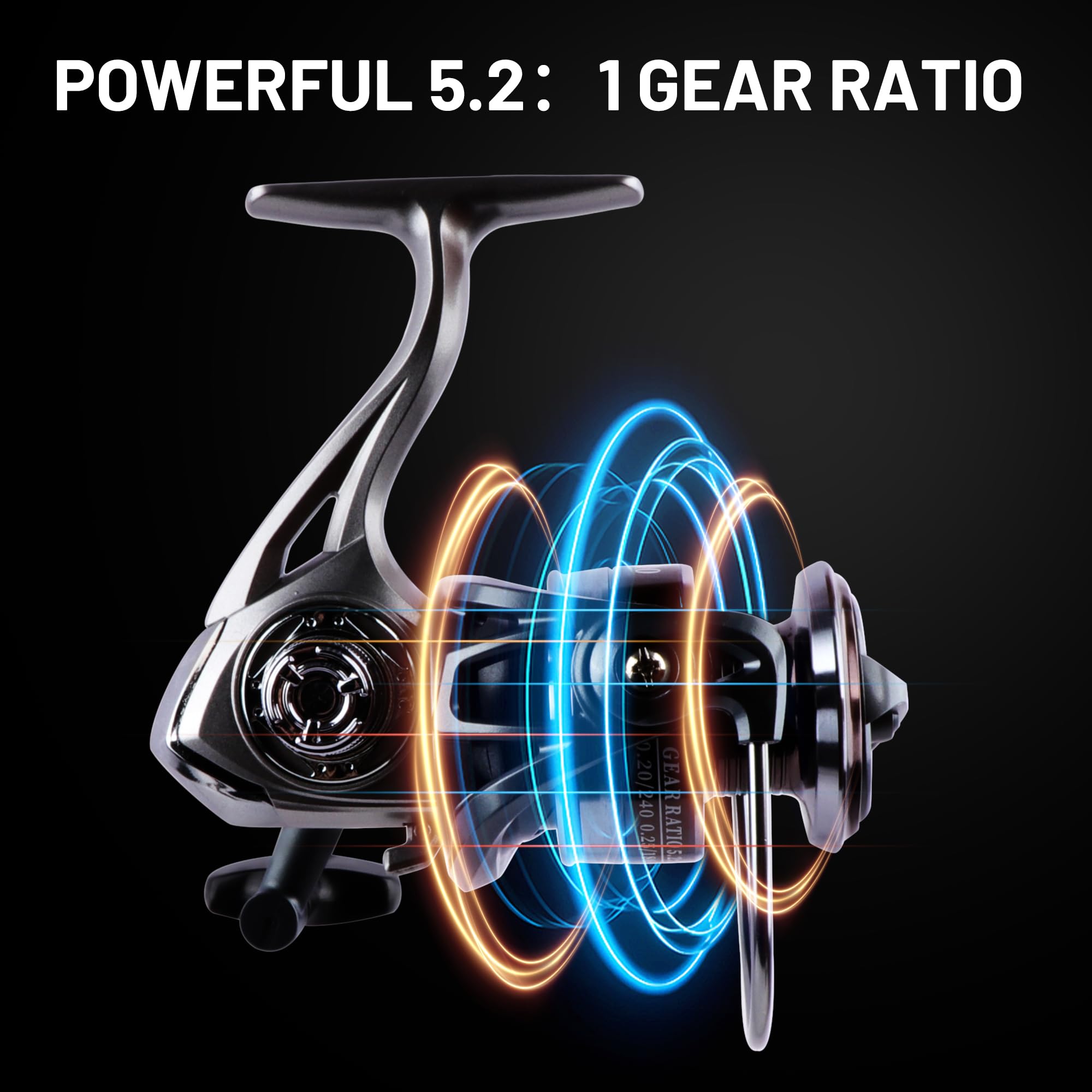 Lacusmall Spinning Reel, Saltwater Freshwater Fishing Reel, Collapsible Crank Handle, 22Lbs Max Drag For Easy Fish Control, 5.2:1 Gear Ratio