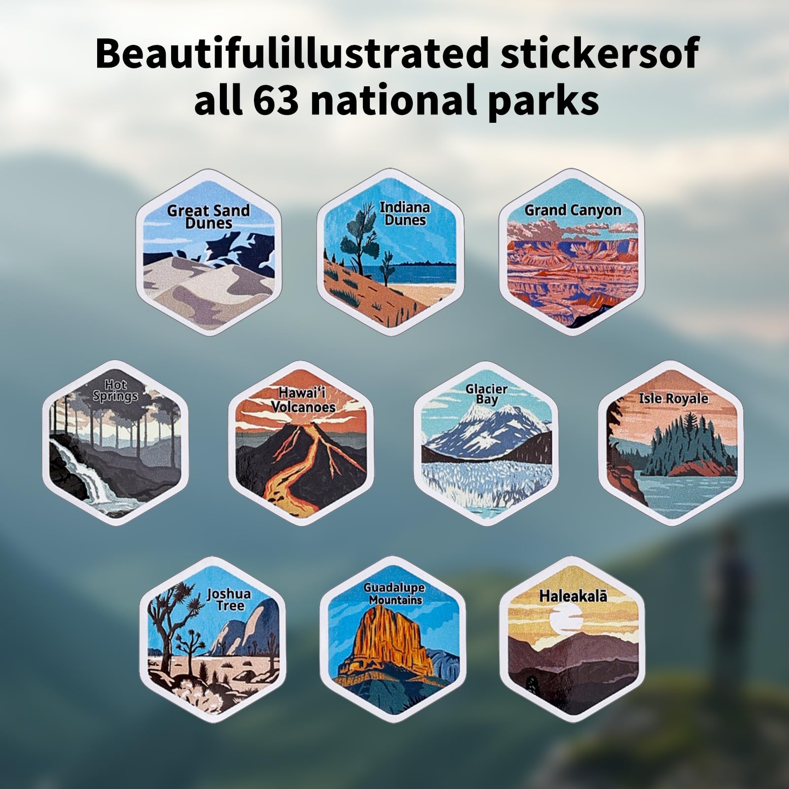 63 National Parks Water Bottle With Water Proof Stickers,32 Oz Leak Proof Insulated Stainless Steel