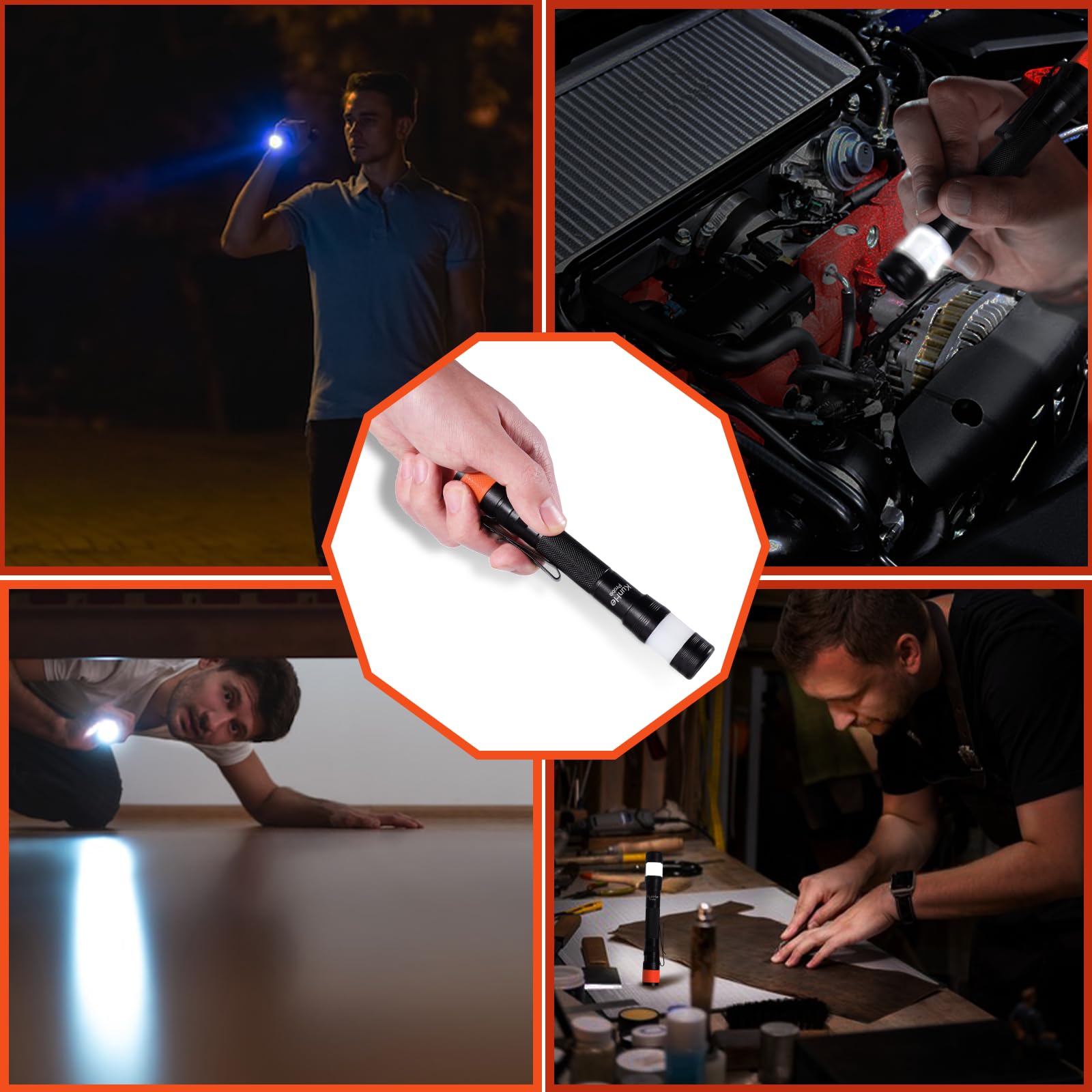 Kunhe Probe Led 250 Lumens Pen Flashlight High Lumens With Aa2 Alkaline Batteries(Included) And Magnetic Base For Inspection Repair Engineer For Husband Dad