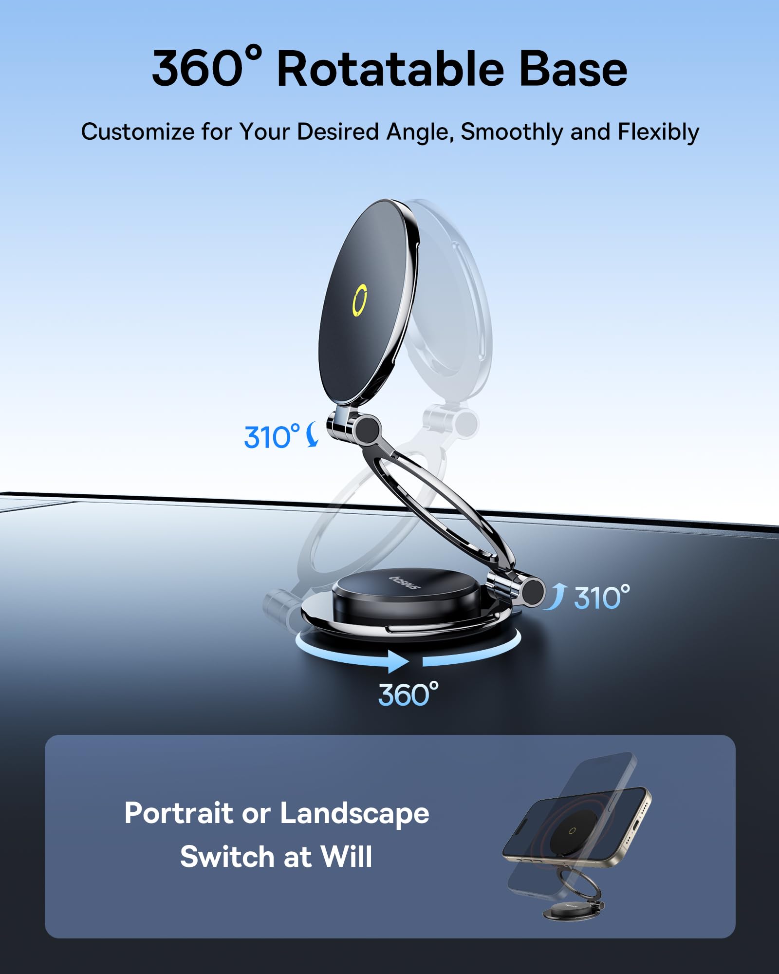 Baseus Magpro Ii Fits Magsafe Car Mount, All-Metal Magnetic Phone Holder For Car Dashboard, 20 X N56 Strong Magnets & 360° Rotation Flexible Tri-Foldable Car Mount, For Iphone 16 15 14 13 & All Phones