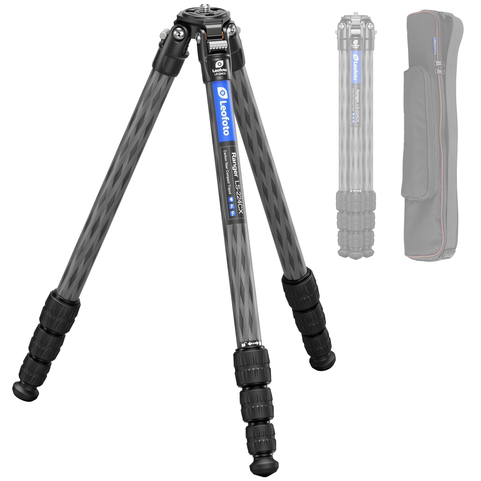 Leofoto 42.2" Carbon Fiber Travel Tripod With 4-Section Leg, Professional Shoot Tripod For Travel/Video/Live Streaming, Max Load 13.23Lb With 1/4"-20 Threaded Accessory Socket (Ls-224Cx)