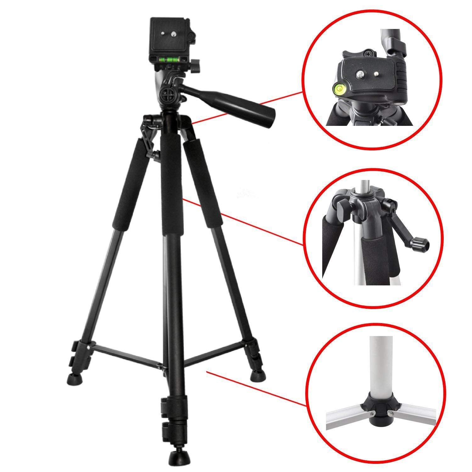 Big Mike'S Lightweight 57-Inch Tripod For Canon Cameras: Rebel T3-T7I, Eos 60D-70D, 80D, 5D Mark Iii, 6D, 7D Mark Ii, Eos-M Series