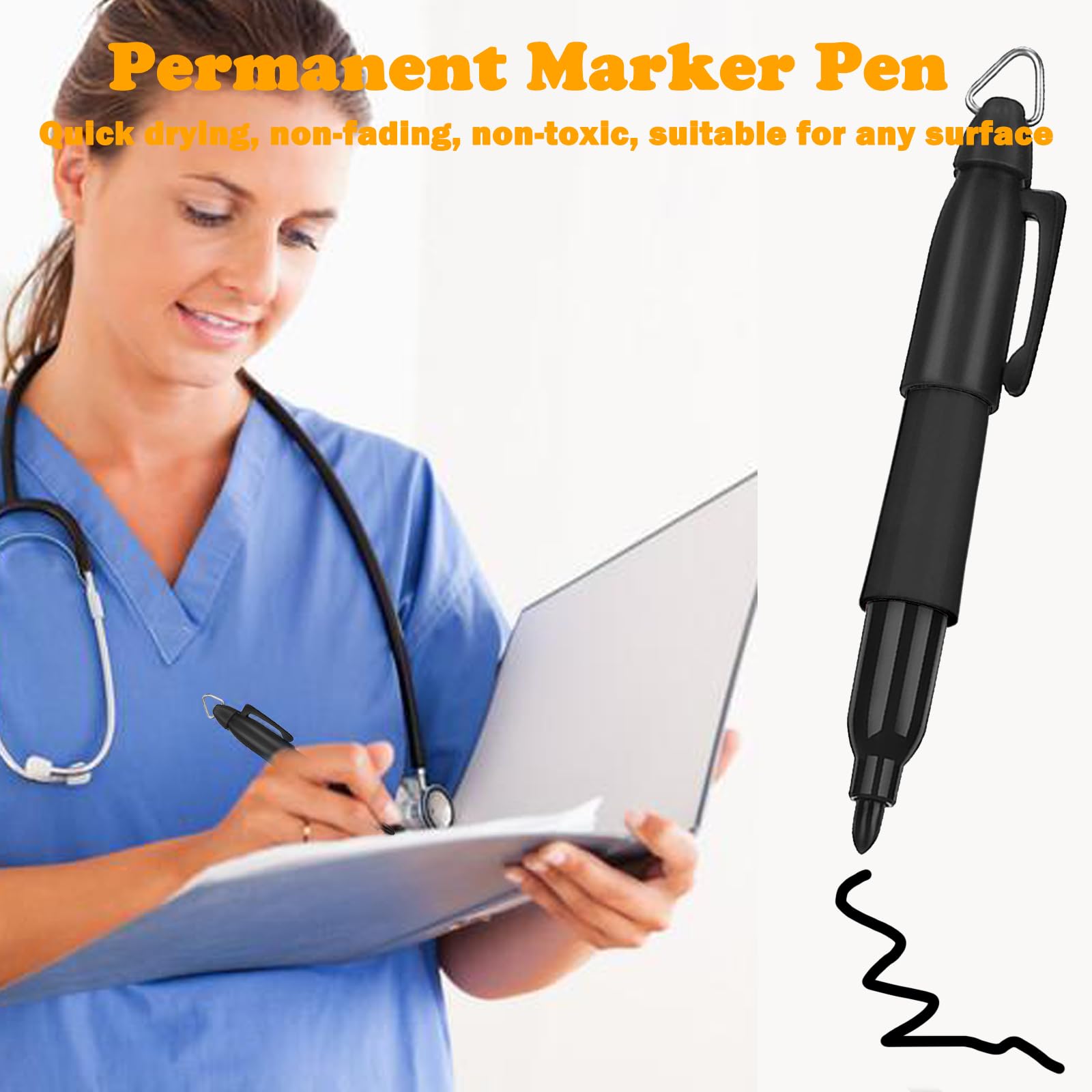 Klumuke Badge Lights For Nurses Set, Mini Led Keychain Flashlights & Permanent Marker Pens, Nurse Light Set 12 Lumen Battery Operated, Badge Reel Pen Light For Nurses Doctor (12Pcs)