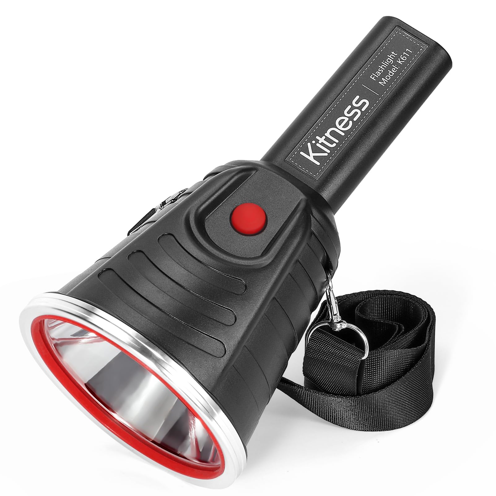Kitness High Power Handheld Spotlight Rechargeable Led Flashlights Waterproof Searchlight Superbright Coon Hunting Lights Torch Flashlight (K611 Black Yellow Light)