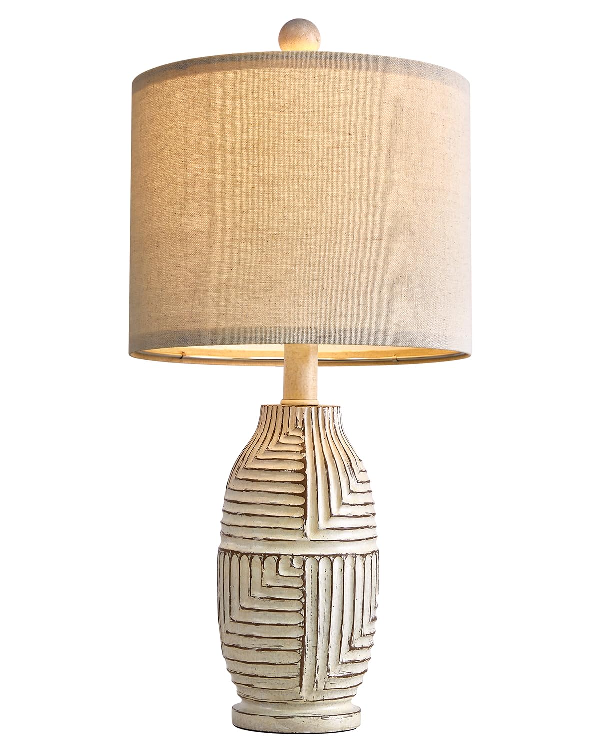 G-Safava 20.25" Farmhouse Single Resin Lamp For Bedroom Living Room Retro Rustic Vintage Small Boho Lamps Bedside Nightstand Light Home Office Desk Deco (White)
