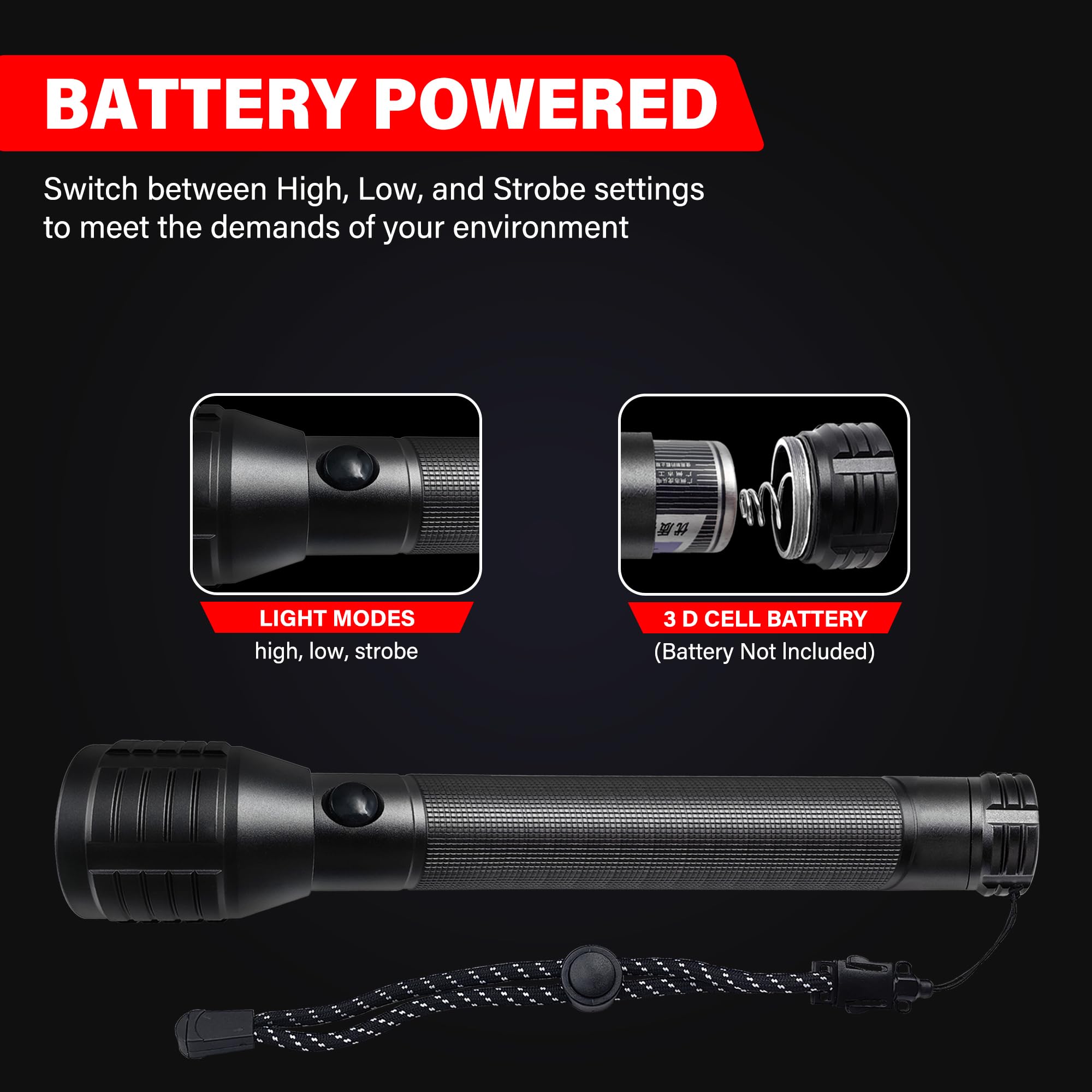Zyunmall Heavy-Duty 3-Cell D Flashlight With Zoomable 3 Lighting Modes Led Flashlights