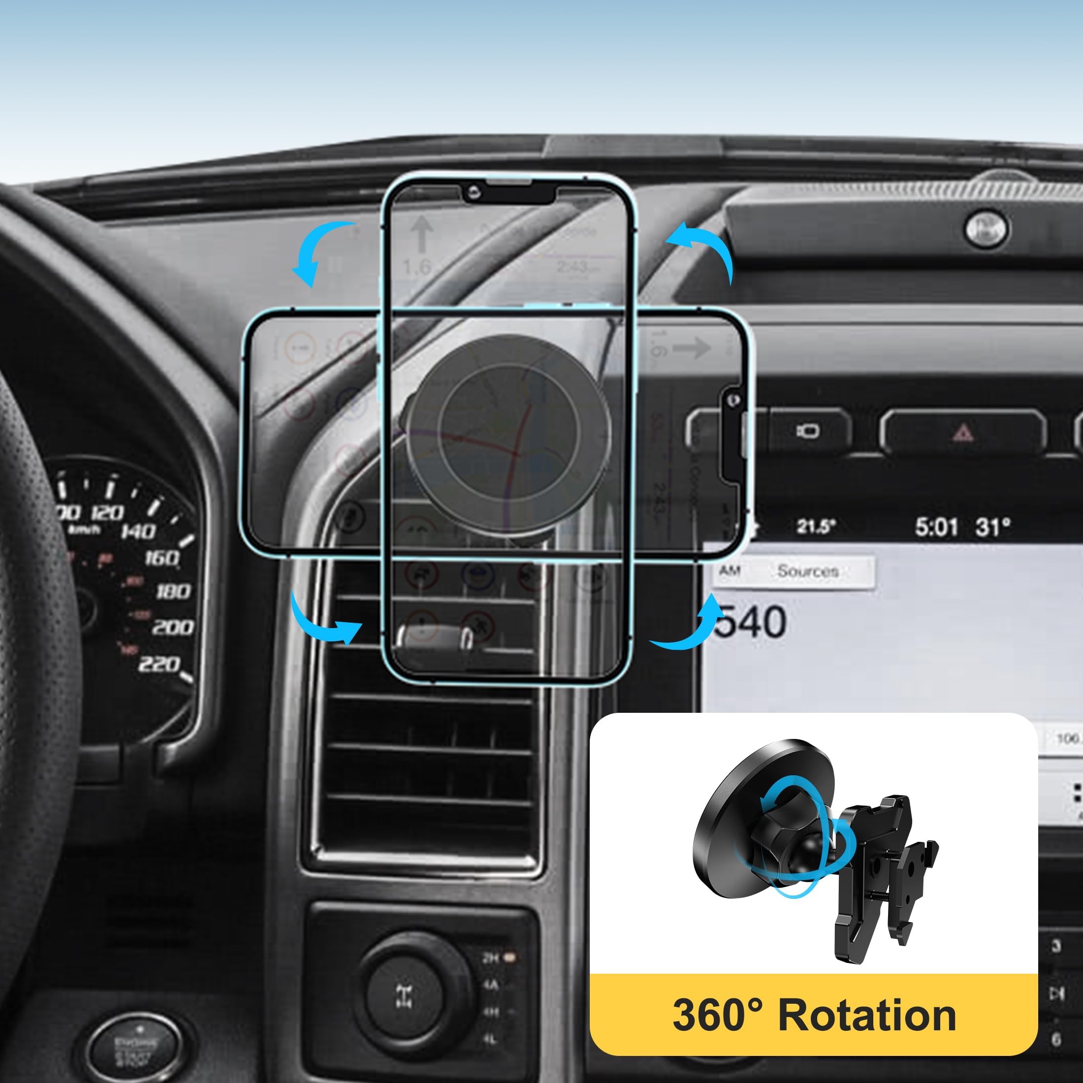 Surfcabin Cnc Vent Phone Holder, Magnetic Car Air Vent Phone Holder Cradles Mount Compatible With F150 2015-2020 & Super Duty F250 F350 F450 2017- Universal Bracket Stand For Iphone & Android