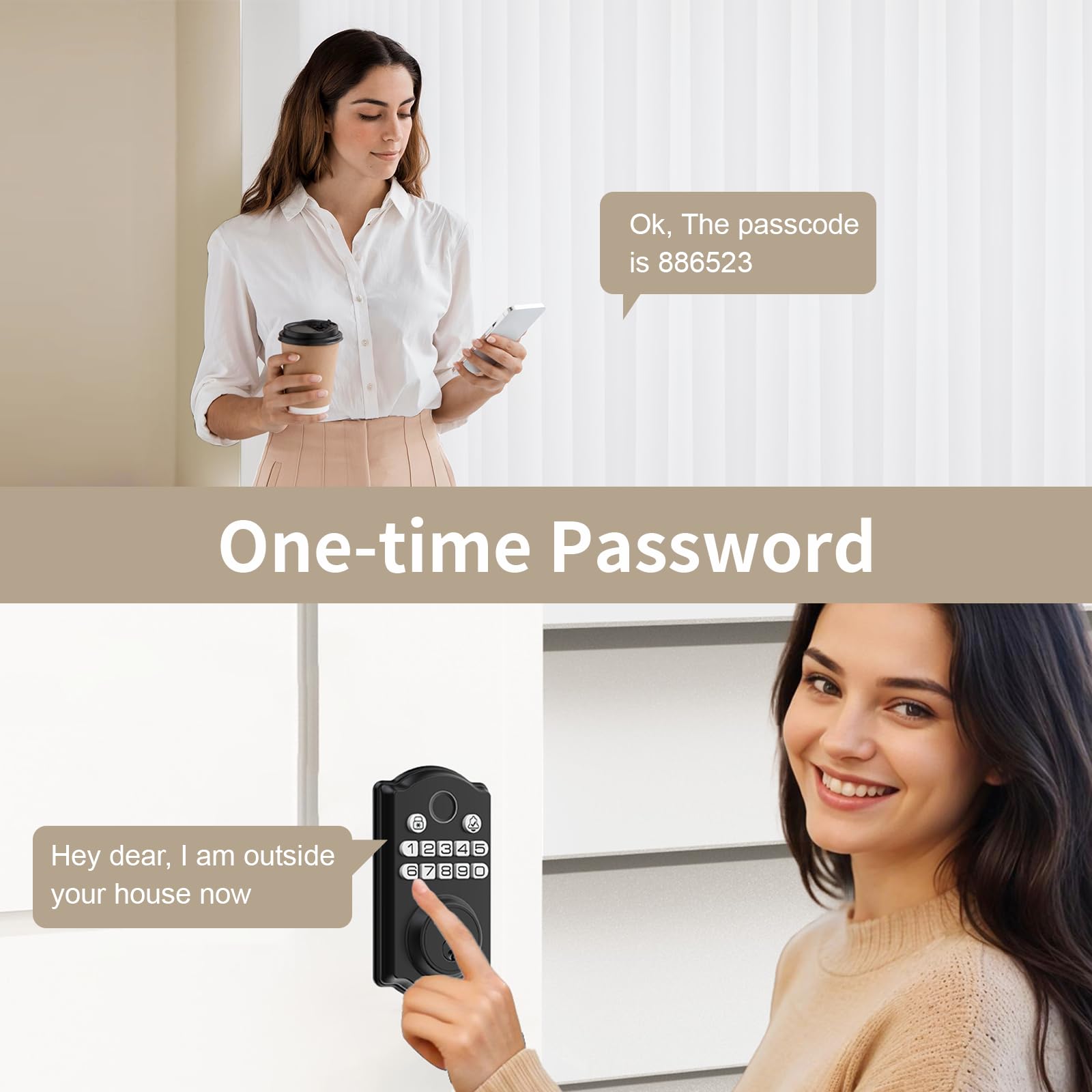 Physen Keyless Entry Door Lock - Fingerprint Door Locks With App Control - Smart Deadbolt For Front Doors - Biometric Security, Auto-Lock&One-Touch-Lock, Ip54 Waterproof, Easy Install