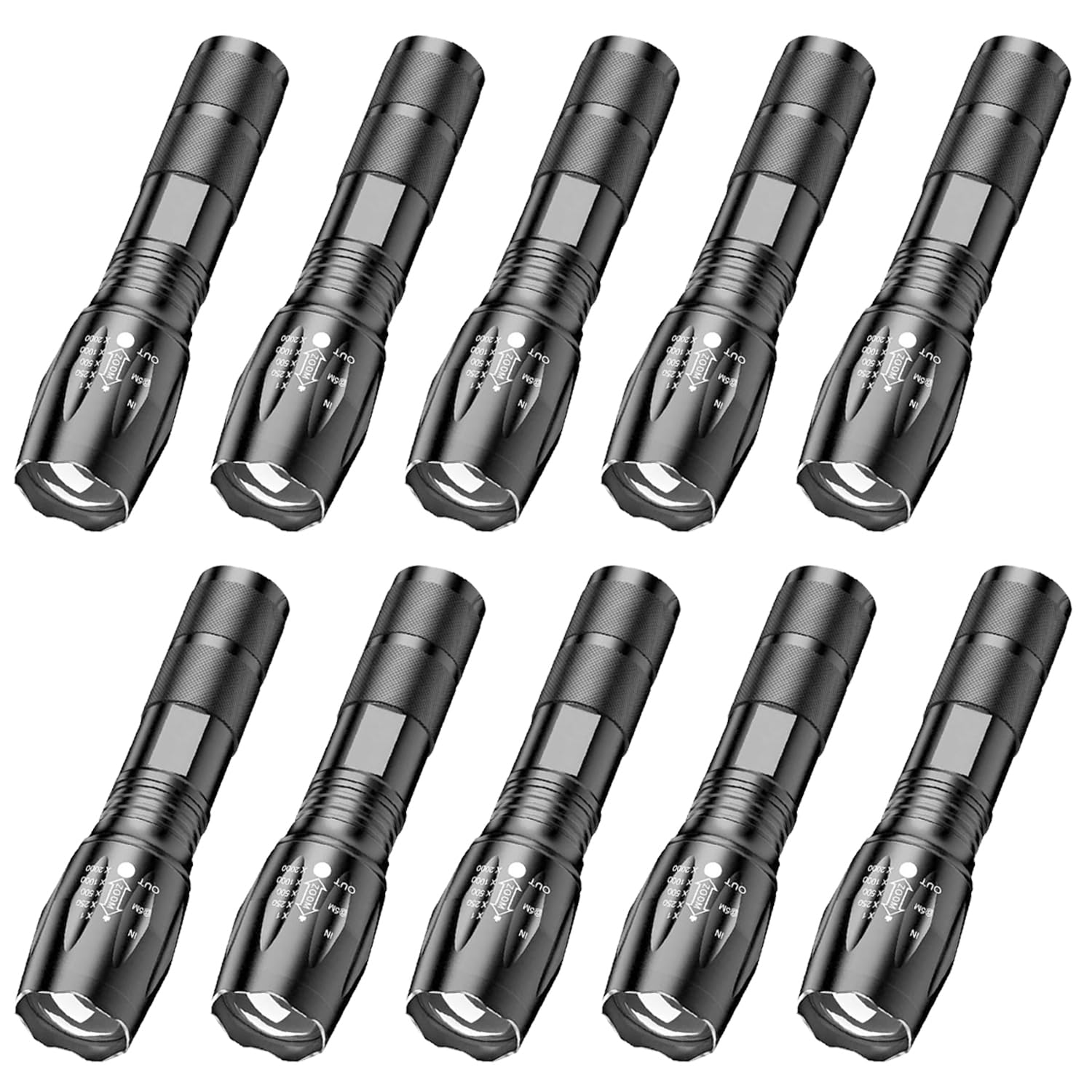 Mviocs Utility Flashlights 10 Pack, Bright Zoomable Led Flashlights With High Lumens And 5 Modes, Waterproof Portable Pocket Flash Light For Emergency, Camping, And Outdoor Use