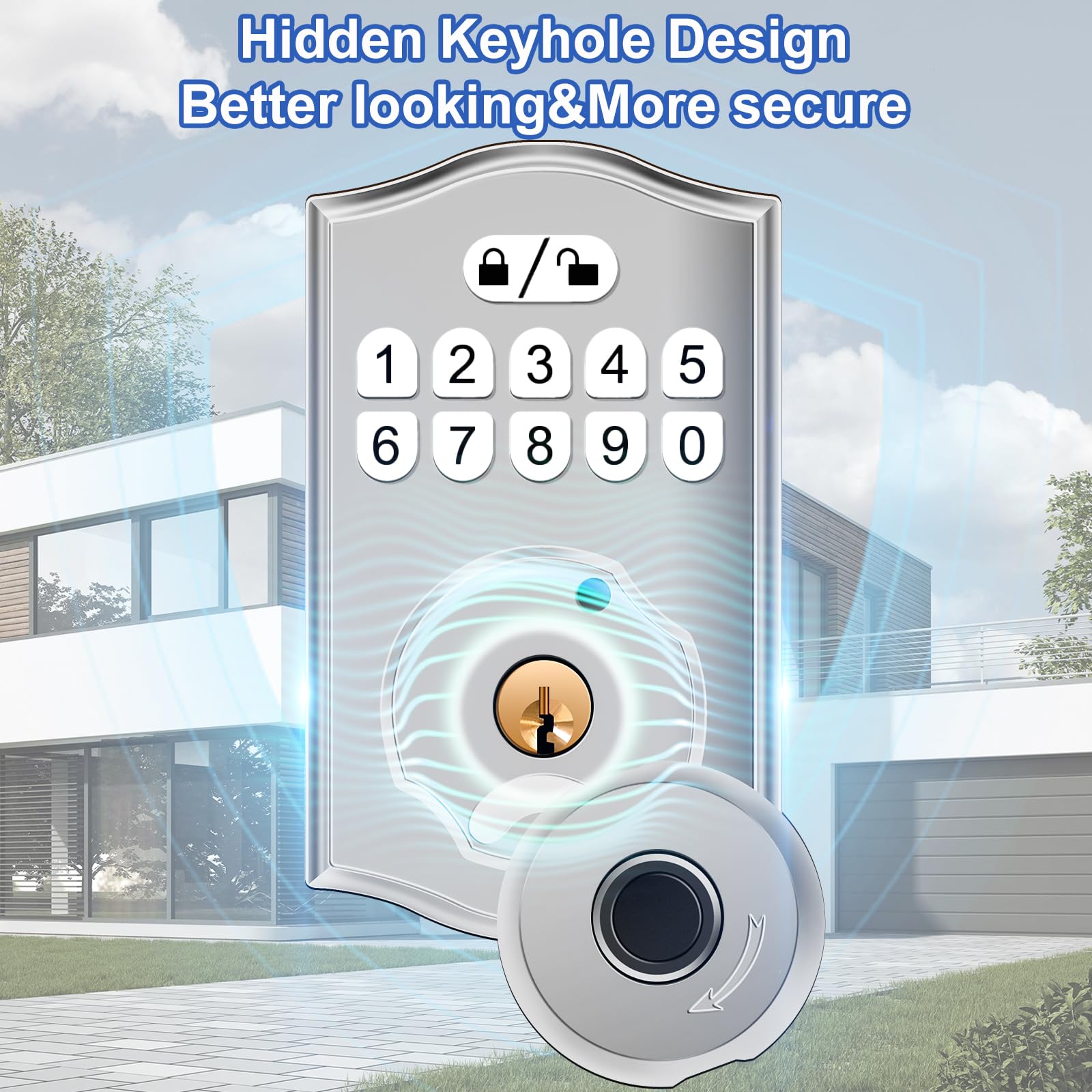 Mufaniz Keyless Entry Fingerprint Door Lock: Smart Electronic Deadbolt Lock With Keypad - Security Biometric Locks For Front Door - Digital Locks With  Keyhole,Auto Locked,Easy Installation