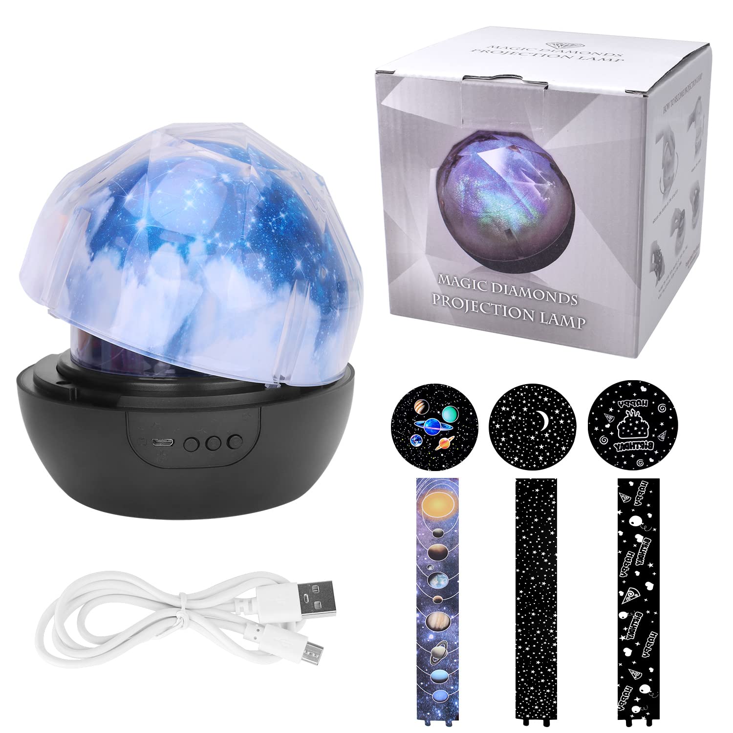 Elmchee Star Night Light For Kids, Universe Night Light Projection Lamp, Romantic Star Sea Birthday  Projector Lamp For Bedroom - 3 Sets Of Film