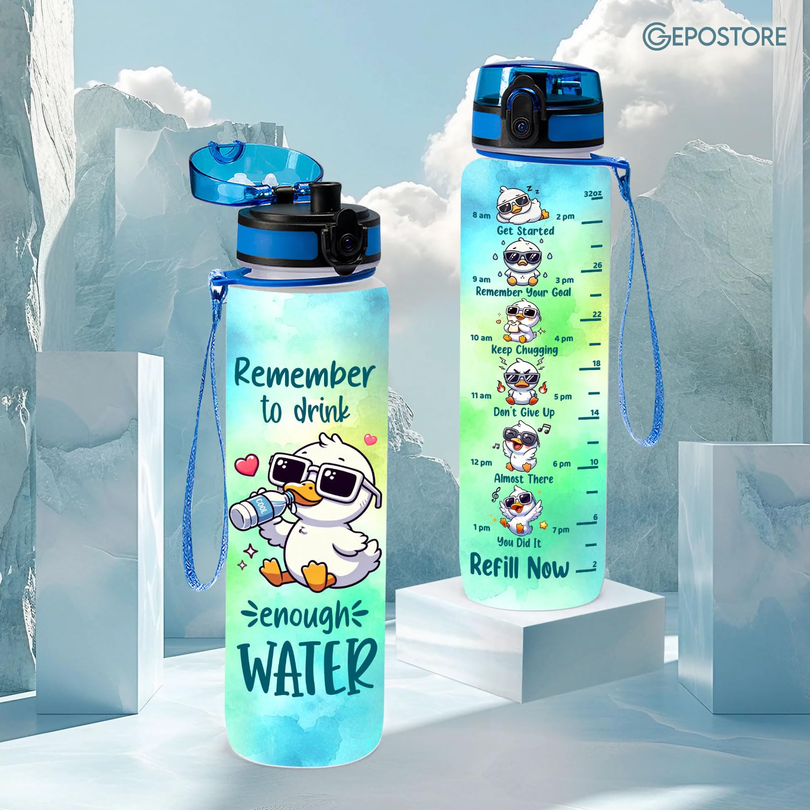 32 Oz Water Track Bottle, Remember To Drink Water Bottle, Water Bottle With Time Marker