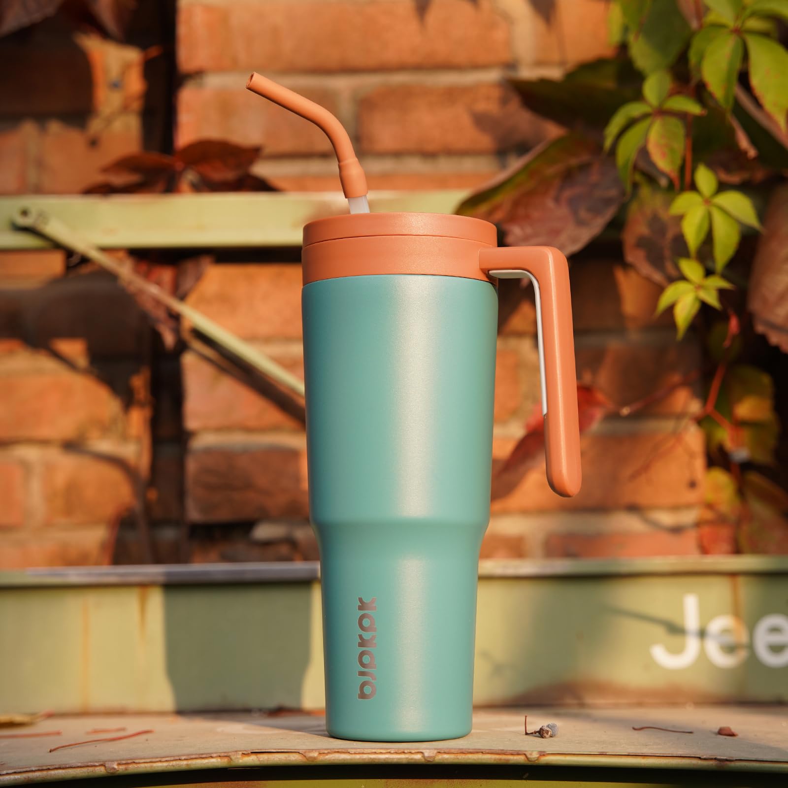 Bjpkpk 40Oz Tumbler With Handle And Straw Insulated Tumblers Cups With Lid Stainless Steel Travel