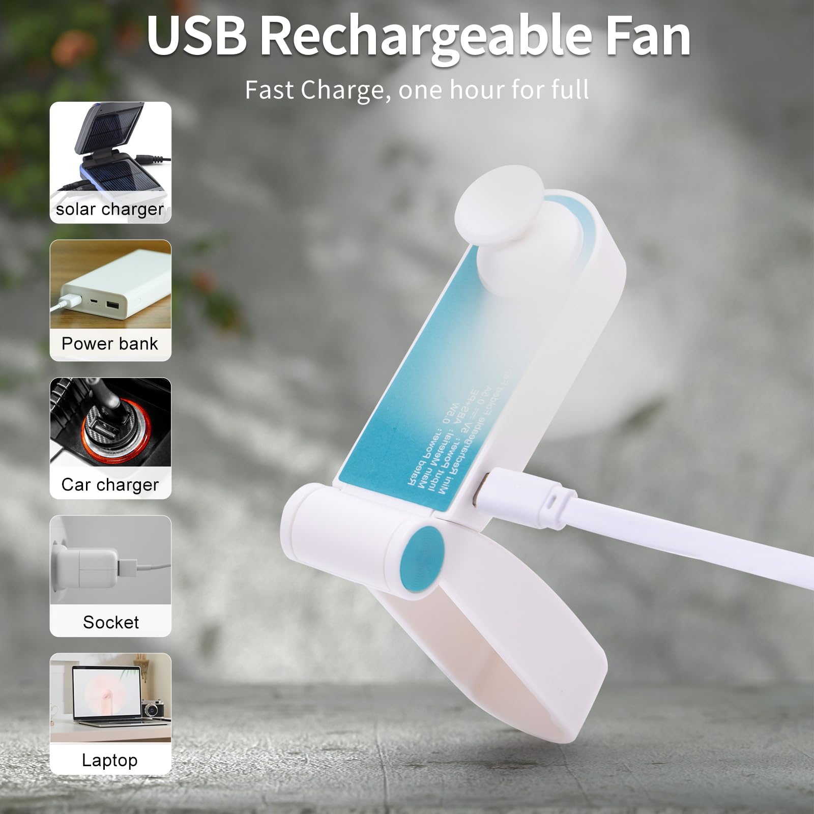 Personal Handheld Fan, Mini Portable Pocket Fan, Small Lightweight Usb Rechargeable For Home Sports