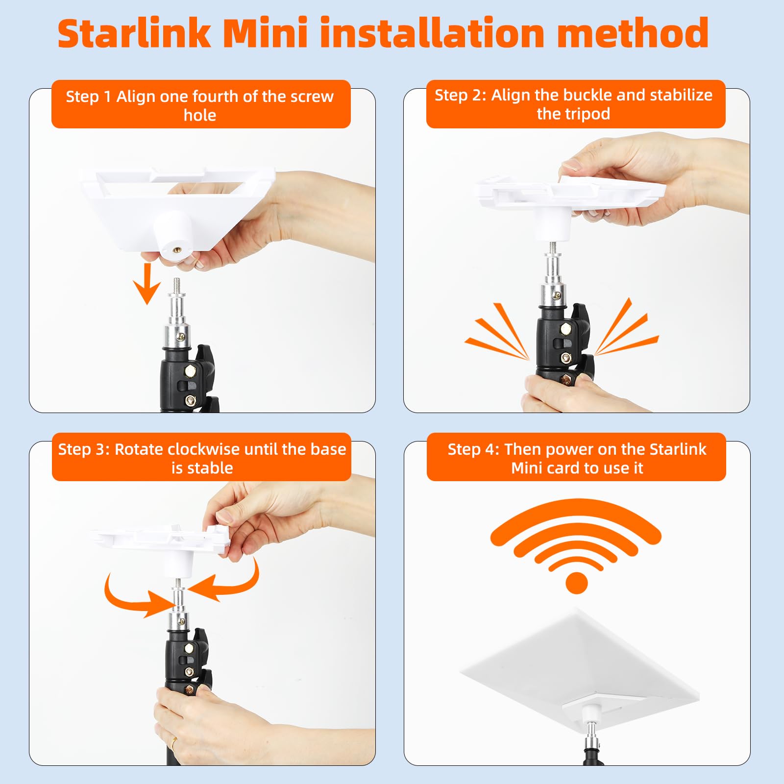 Akikdj Starlink Mini Tripod Mounting Kit With Adapter,Adjustable Tripod Mount,Portable Design For Satellite Internet +Mini 1/4 Inch Threaded Adapter.