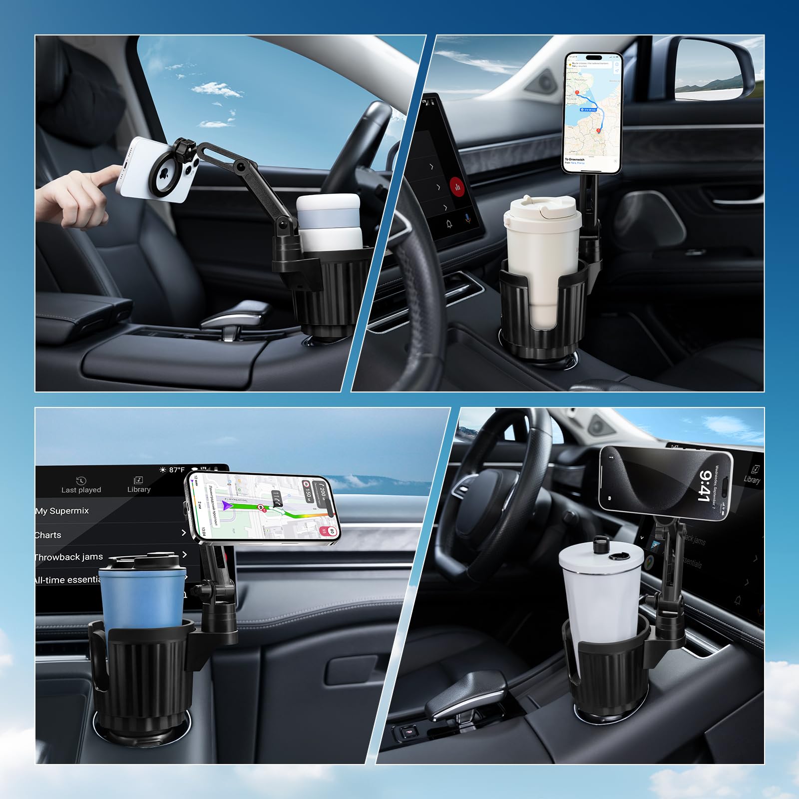 This Hill Magnetic Cup Holder Phone Mount, Compatible With Magsafe, Adjustable Height Car Cup Holder Compatible With Iphone 16 Pro Max / 15/14 / 13/12 Series, Secure Fit For Car Or Suv