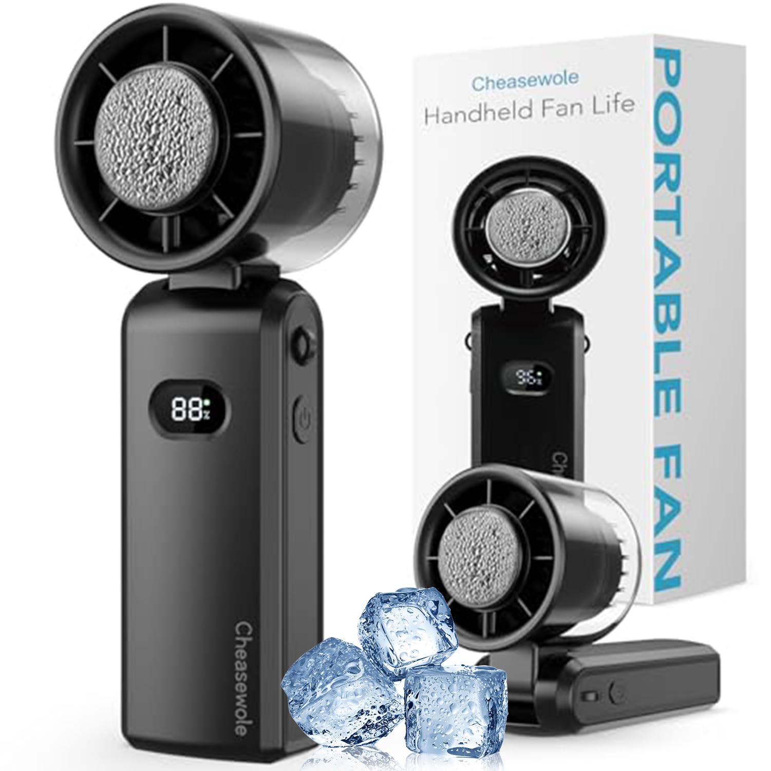 Handheld Portable Fan, Ice Cooling Fan, High Speed Cooling, Rechargeable, 5000Mah, 16H Max - Koospark