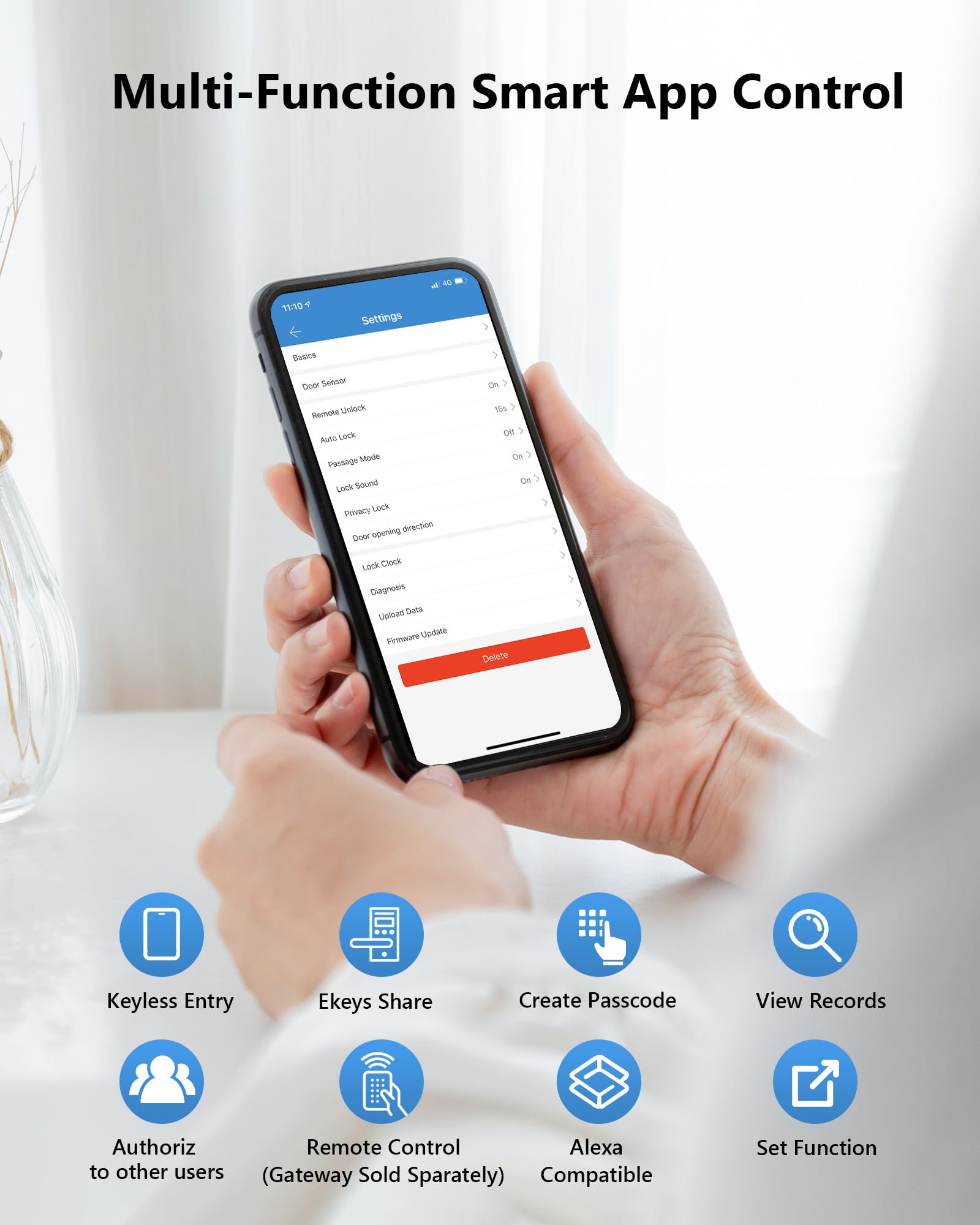 Zowill Smart Lock - Keyless Entry Door Lock With App Control, Touchscreen Keypad Electronic Digital Lock, Auto-Lock, Easy Installation, Smart Door Locks For Front Door