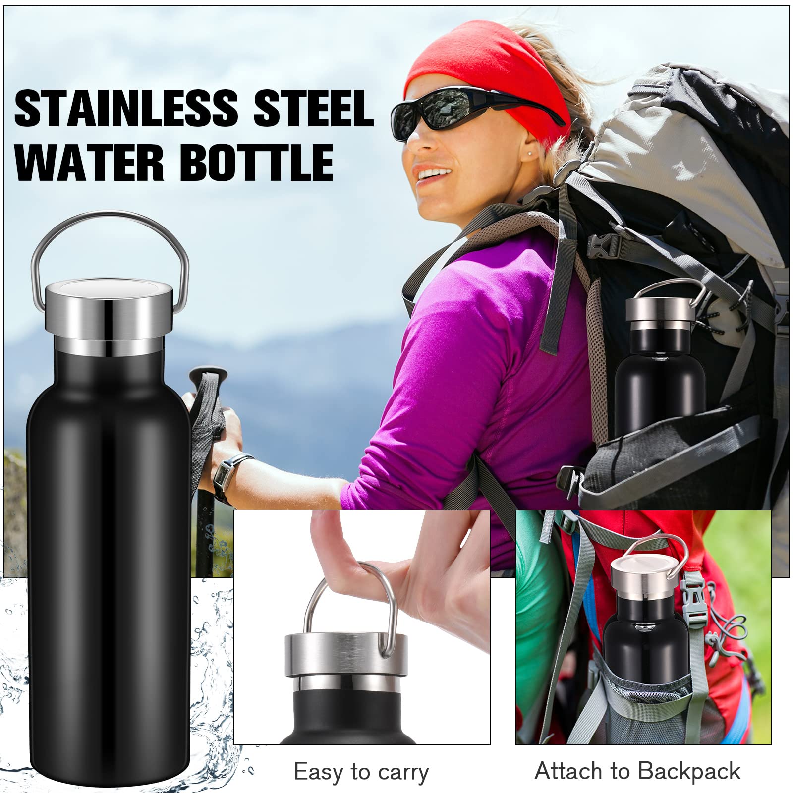 10 Pack 17Oz Stainless Steel Sports Water Bottle Double Wall Insulated Bottle With Handle