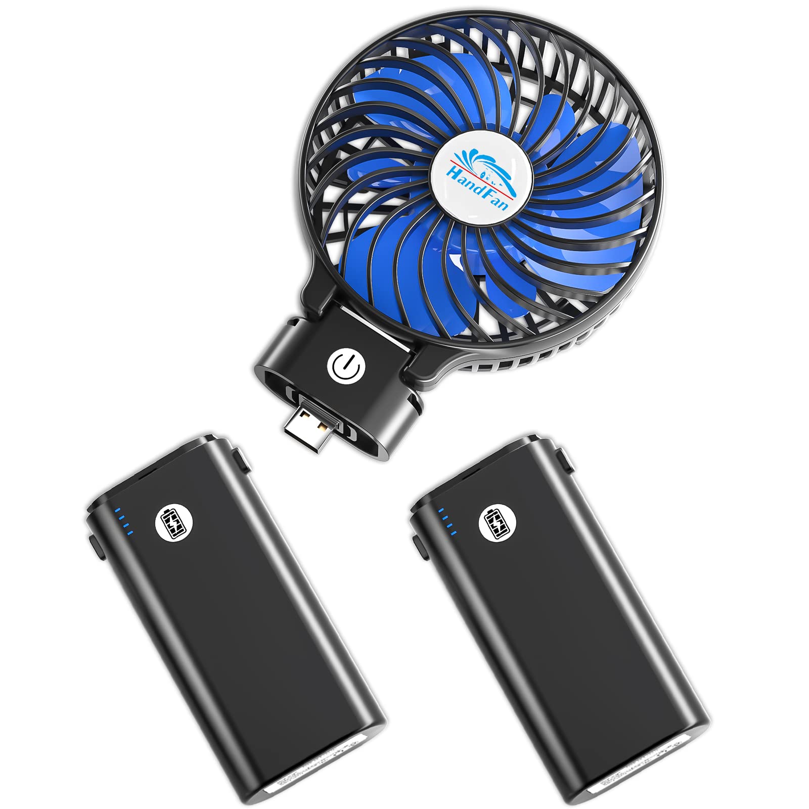 Handfan 10400Mah Handheld Fan With Double Portable Charger, Rechargeable Personal Hand Fan, Foldable - Koospark