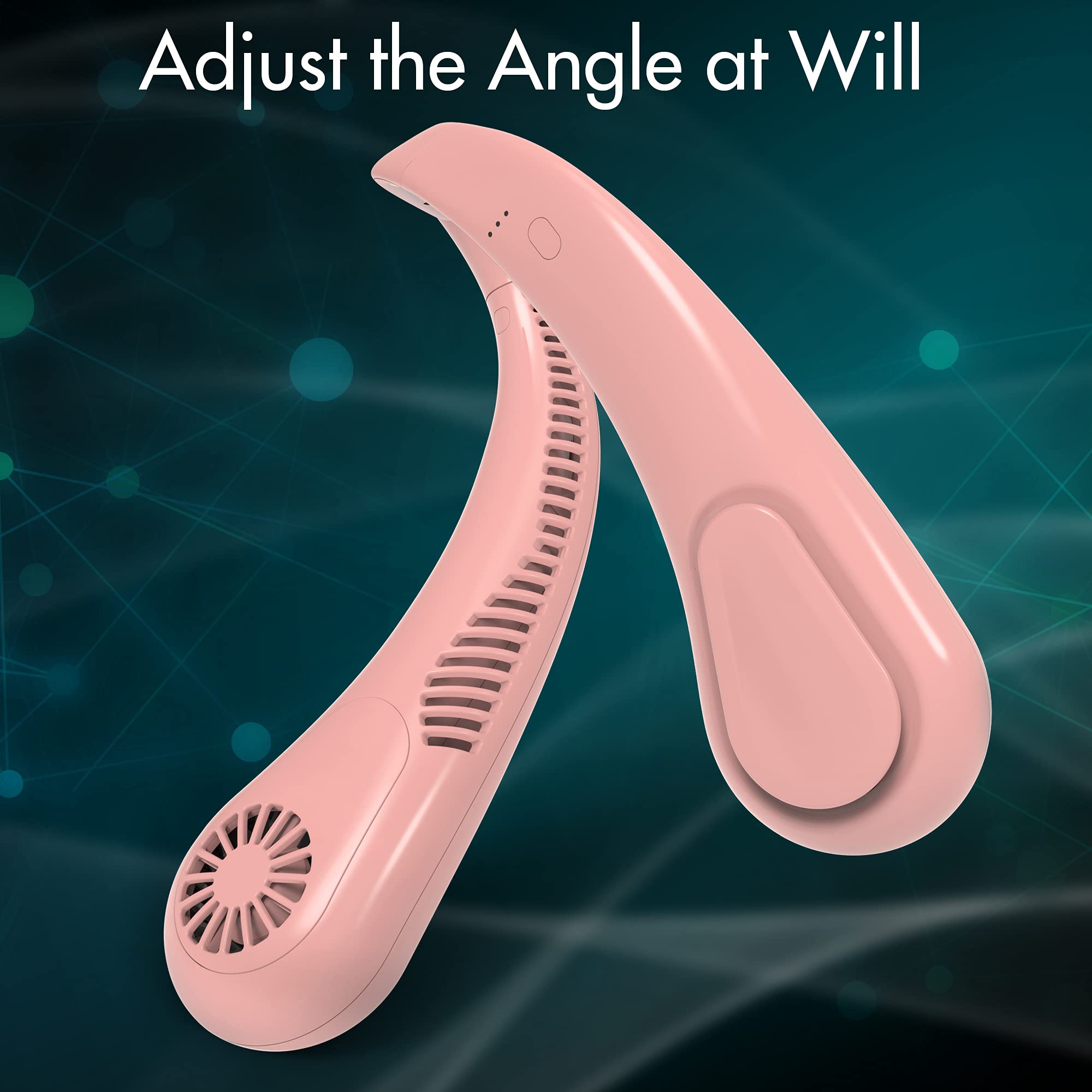 Comlife Bladeless Neck Fan, 5000Mah Rechargeable Battery Powered, Angle Adjustable, Hand-Free