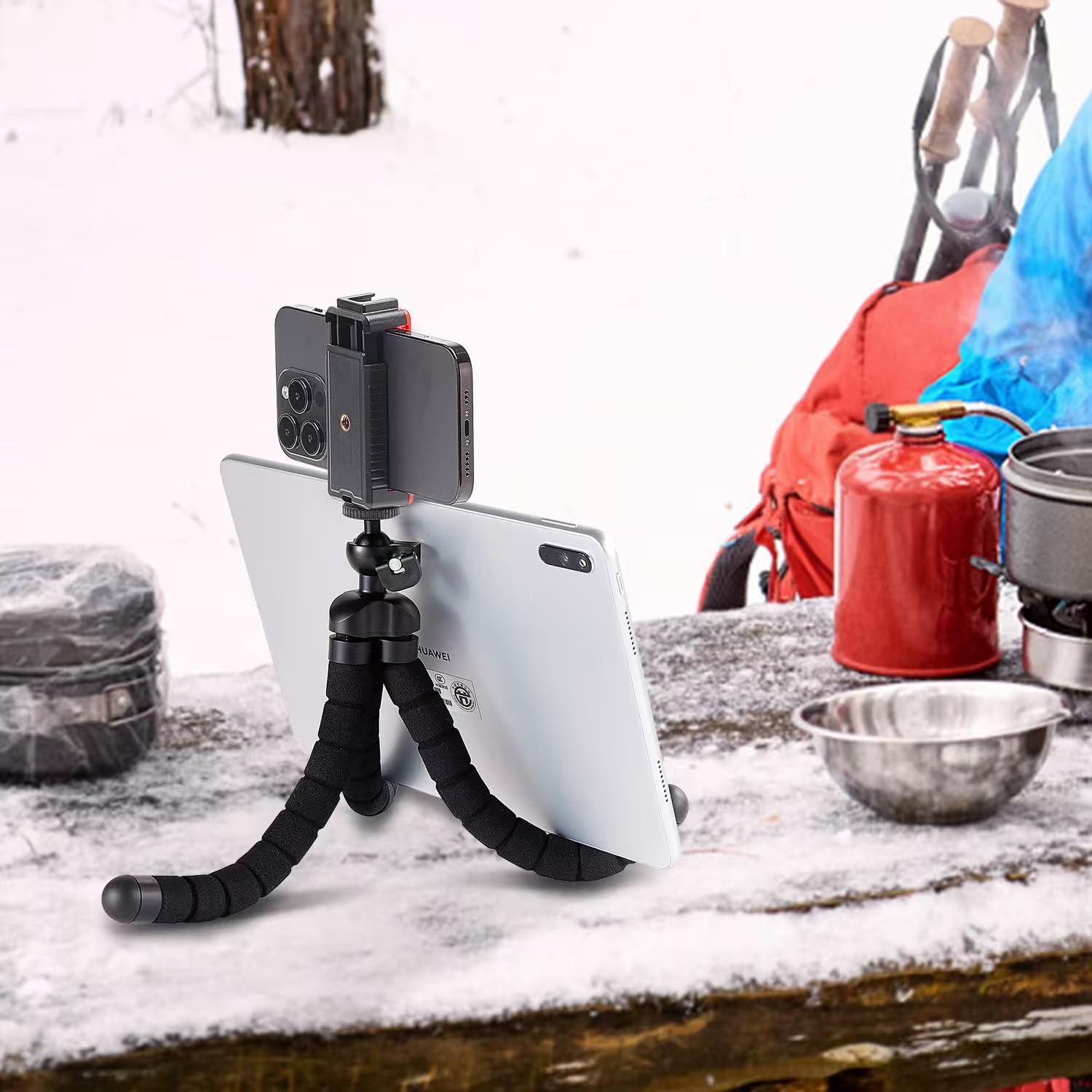 Aitteel Portable Flexible Cell Phone Tripod, Mini Travel Camera Stand, Compatible With Iphone, Android, Gopro, Black