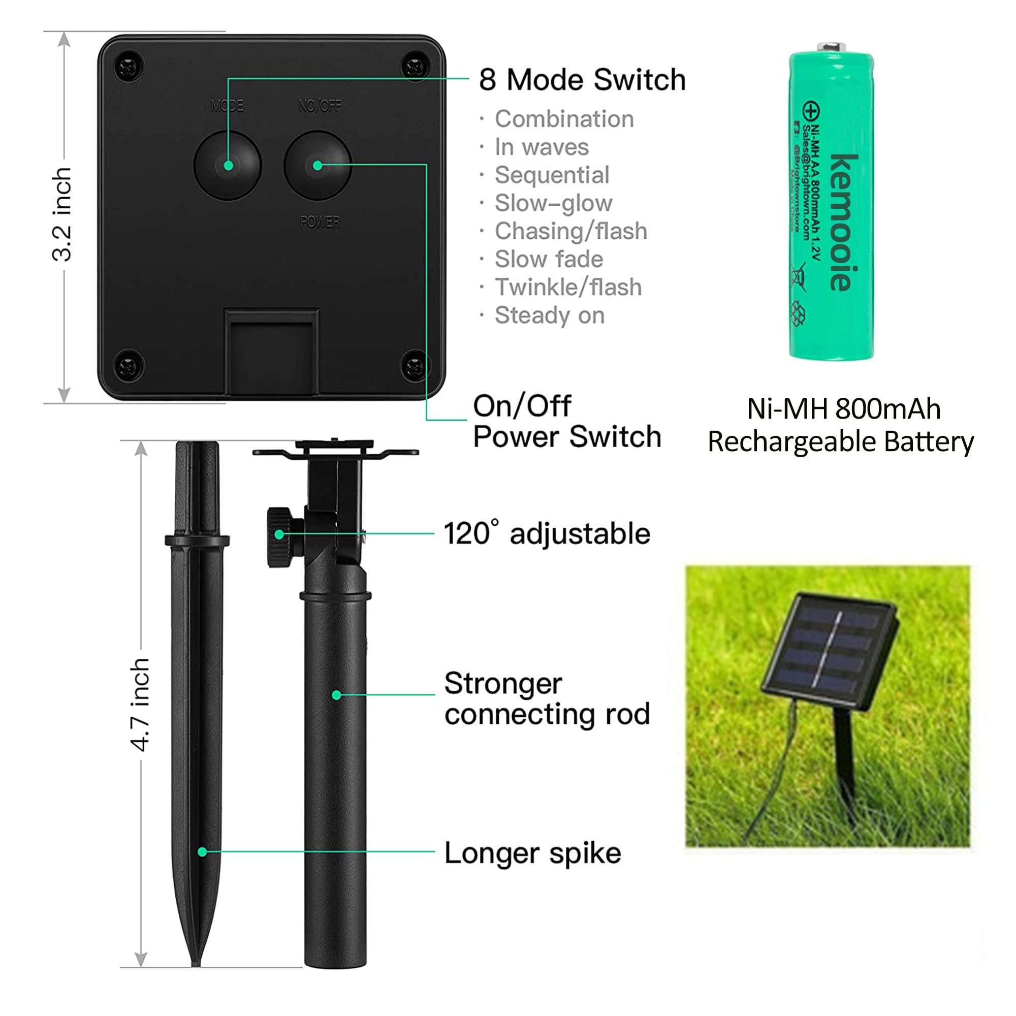 Kemooie 2 Packs Solar String Lights, Total 200 Led 66Ft 8 Twinkle Modes Warm White Solar Powered Fairy Lights, Waterproof For Outdoor, Tree, Garden, Christmas Decorations (Warm White)
