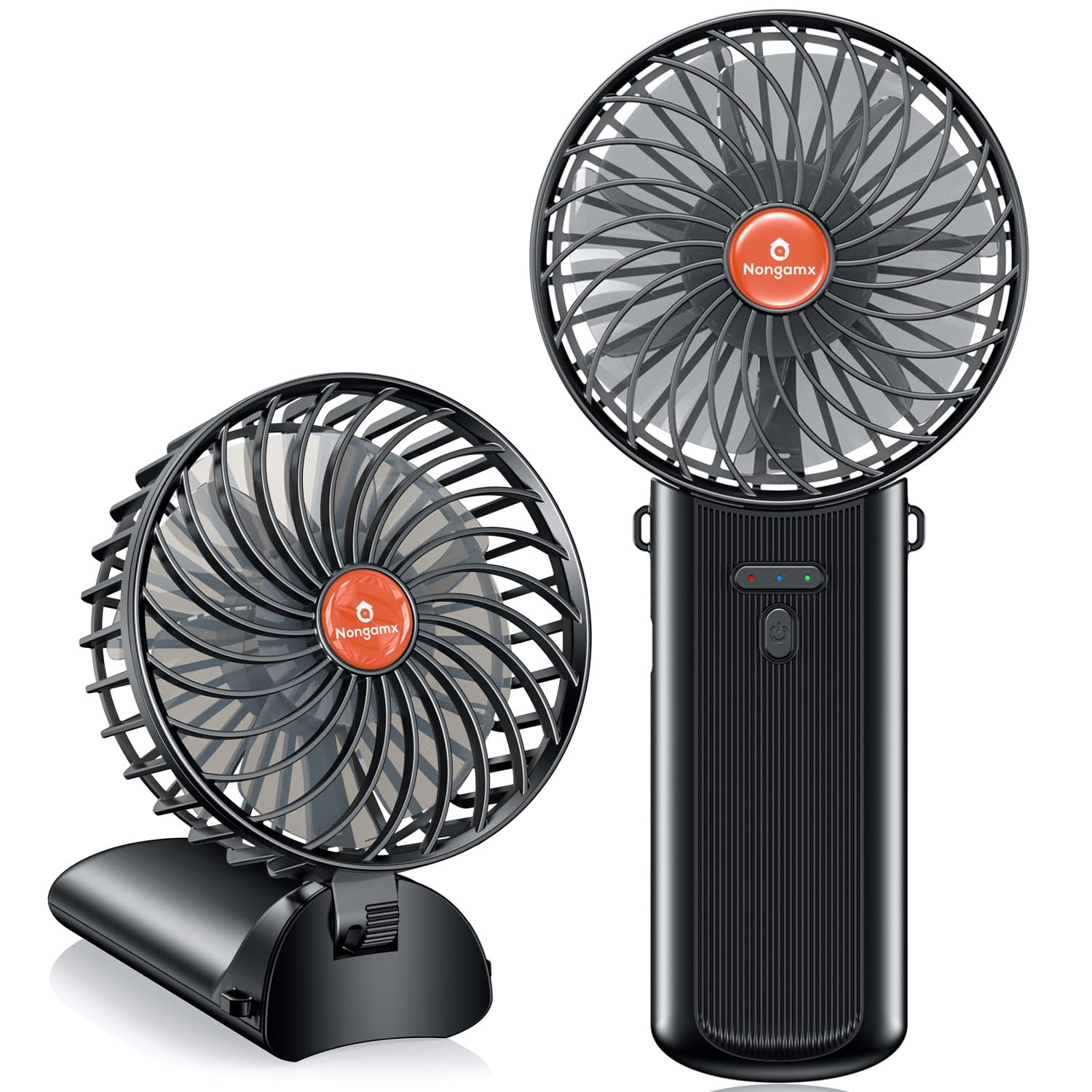 Handheld Fan Portable Foldable Rechargeable: Black Mini Portable Handheld Fan 180° Adjustable - Koospark