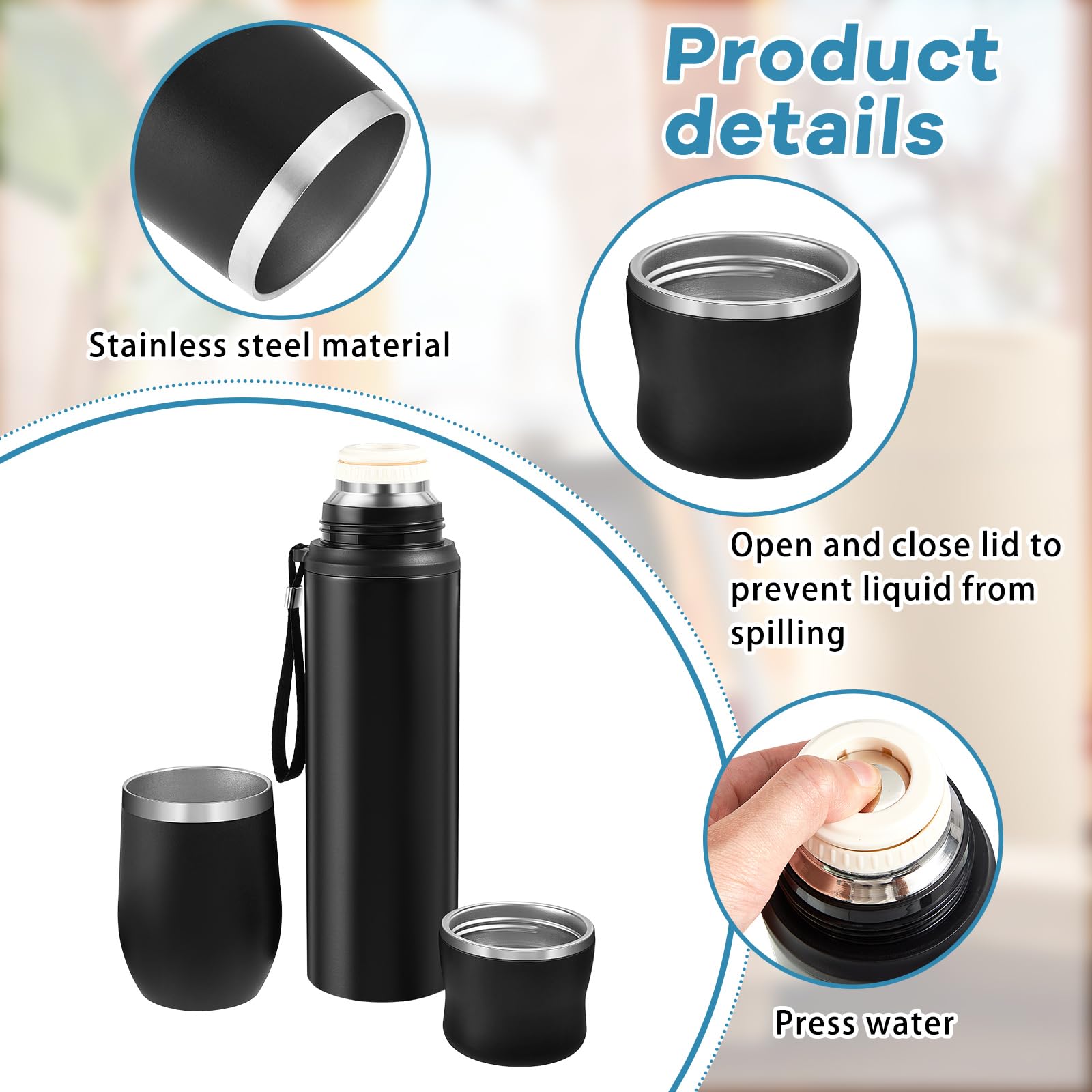 Dandat 2-Piece Yerba Mate Cup And Vacuum Bottle Kit - 12 Oz Yerba Mate Gourd Cup