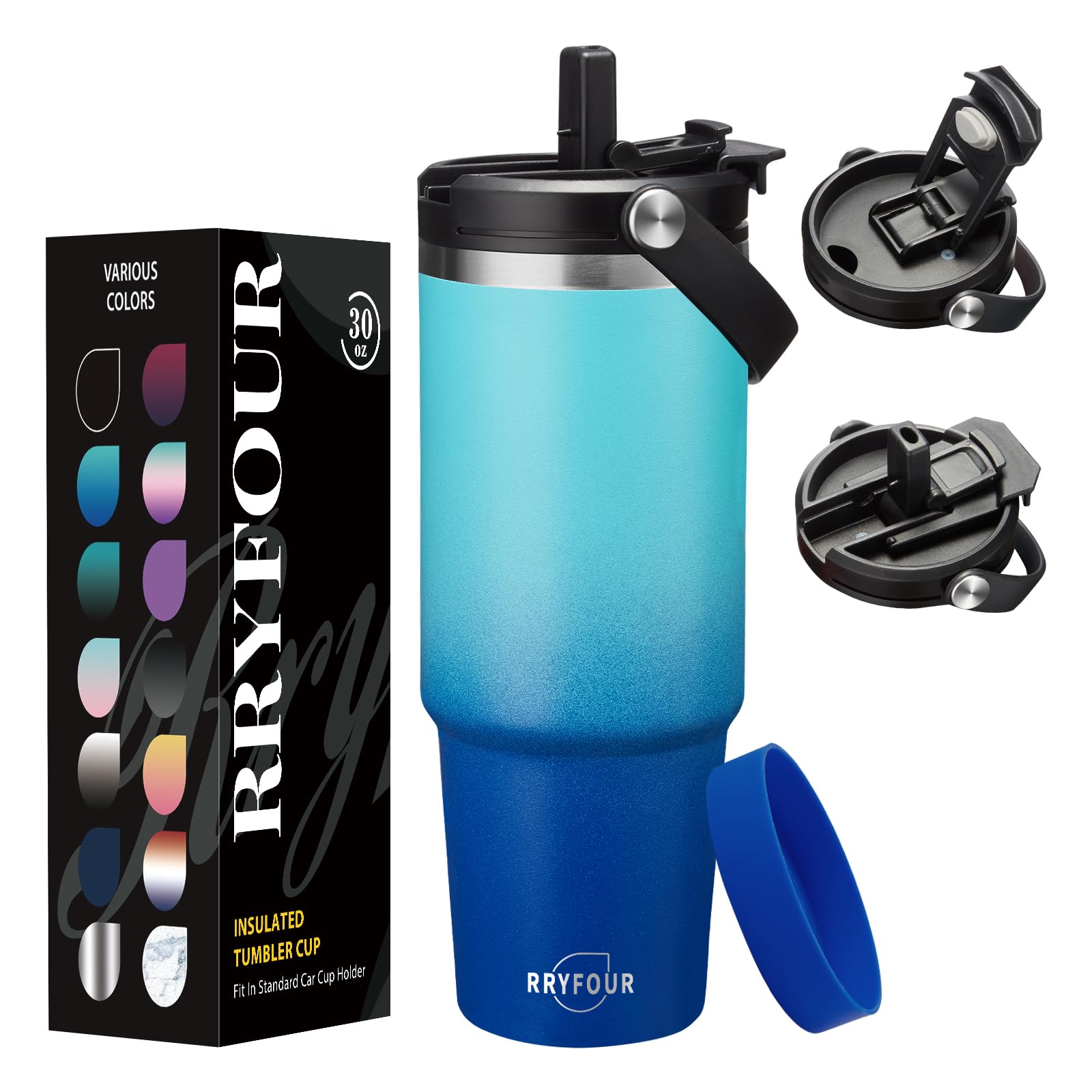 30 Oz Insulated Tumbler With Lid And Straw - Stainless Steel Triple Walled Coffee Mug, Keep Cold