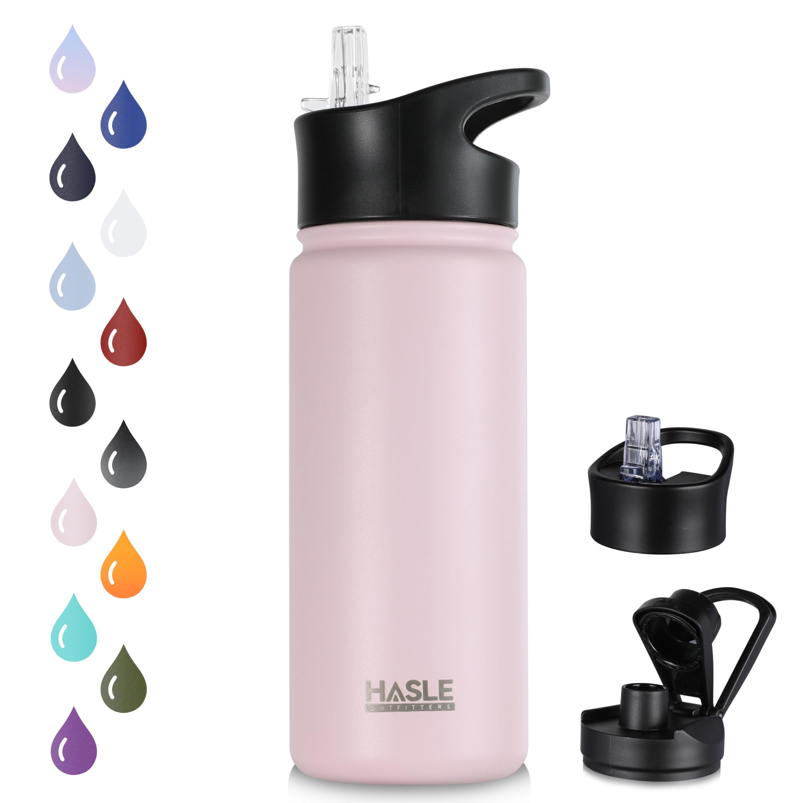 Hasle Outfitters Insulated Water Bottle 16 Oz Double Wall Vacuum Stainless Steel Water Bottle Leak