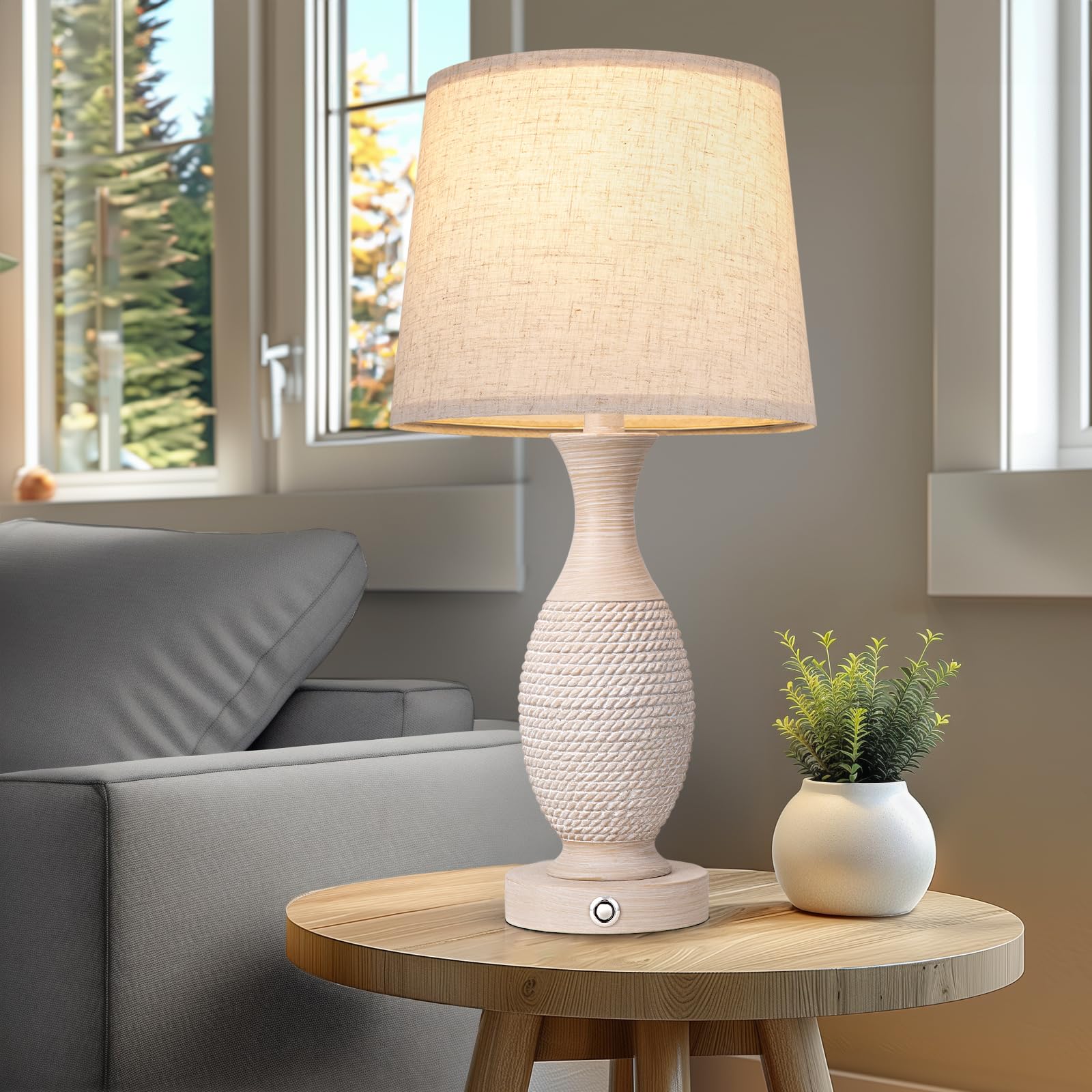 Seealle 22.6" Bedside Lamps Set Of 2 With Usb C+A - Dimmable Touch Lamps For Night Stands Bedroom Living Room End Table(Bulbs Included)