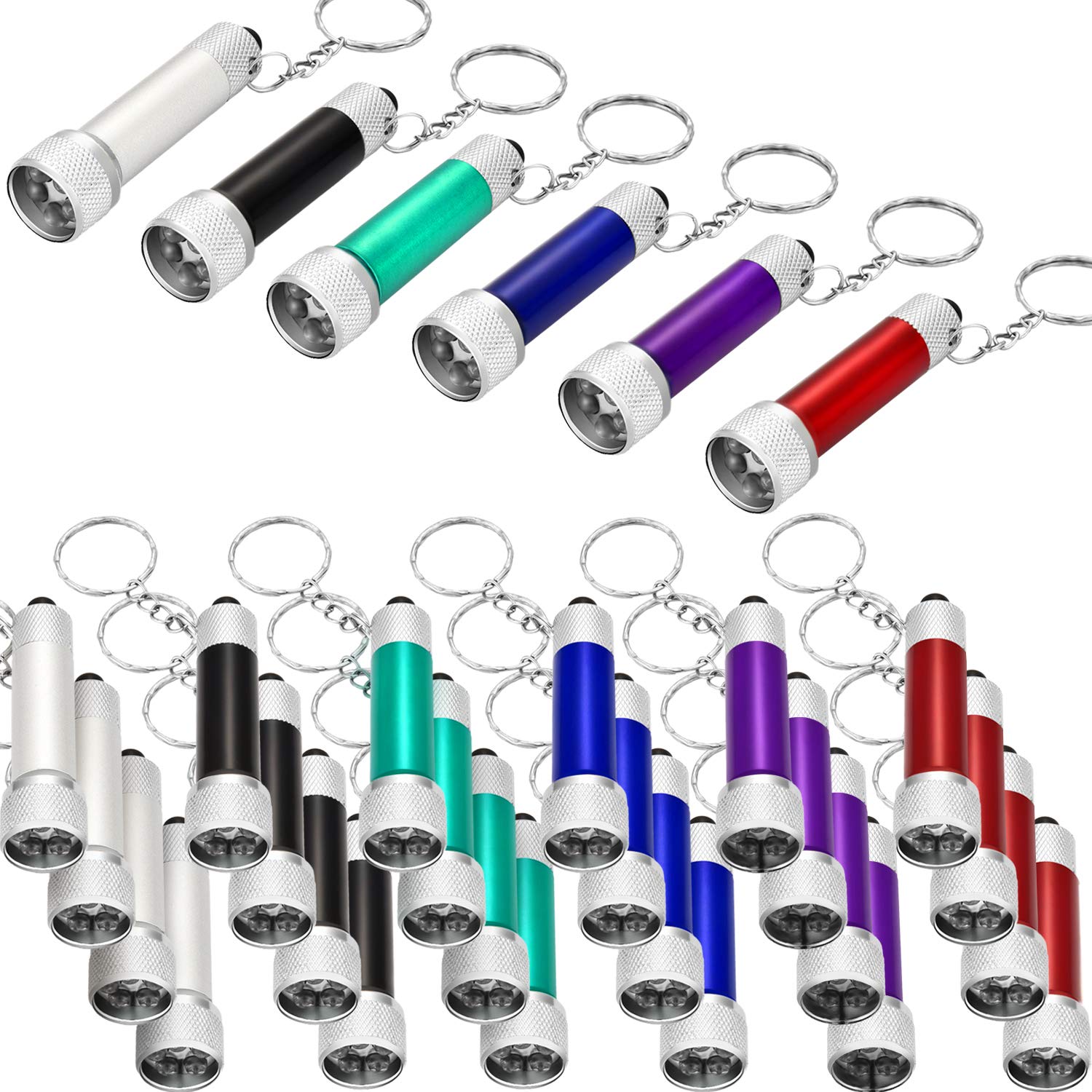 Honoson 30 Pieces Mini Led Flashlight Keychain Portable 5 Bulb Led Flashlight For Camping Party Favors