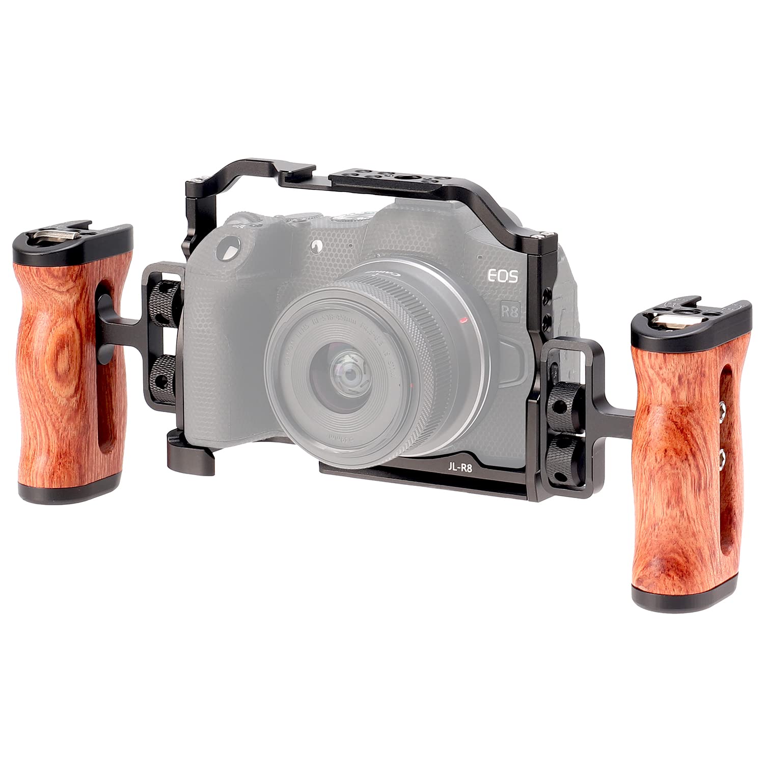 Foeasy Foto4Easy R8 Cage For Canon R8 Camera With Quick Release Plate For Arca-Swiss,Includes Dual Universal Side Wooden Handle