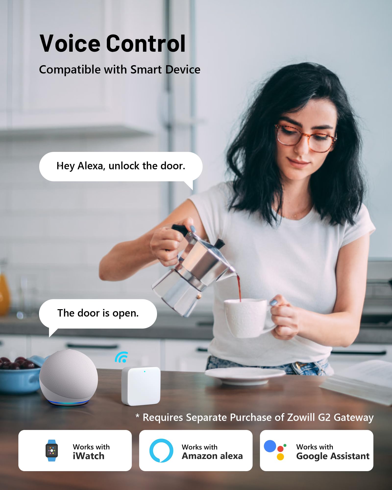 Zowill Smart Door Lock Set For Front Door, 7-In-1 Fingerprint Deadbolt With App Control, Keyless Entry Door Lock With 2 Lever Handles, Biometric,Touchscreen Keypad, Auto Lock, Matte Black