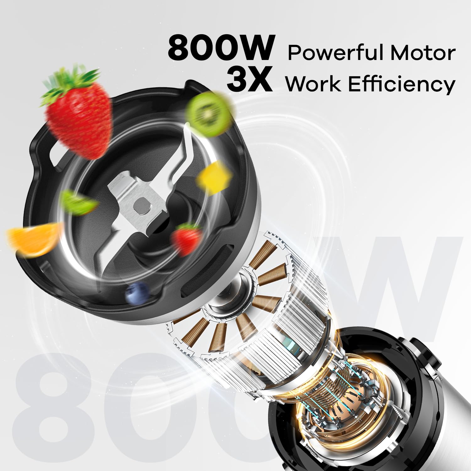 Turelar Immersion Hand Blender 5 In 1: 800W Electric Blender Handheld Stick Mixer With Trigger Control Grip, Emulsion Blenders For Kitchen Soup, Mayo, Smoothie And Baby Food, With Chopper, Whisk And Frother