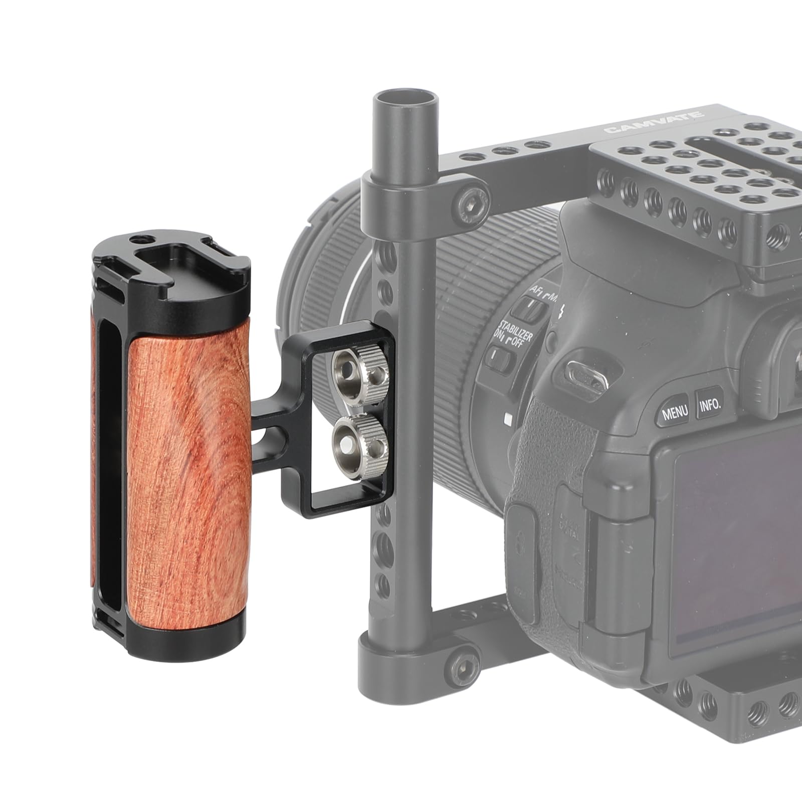 Camvate Wood Side Handle Grip With Dual 1/4"-20 Screw Mount - 3516