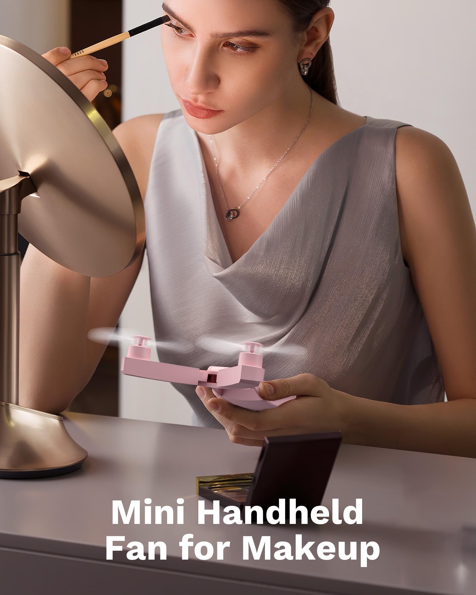 Koonie Portable Handheld Fan, Foldable Battery Operated Fan With Dual Head, 2 Speeds, Small Pocket